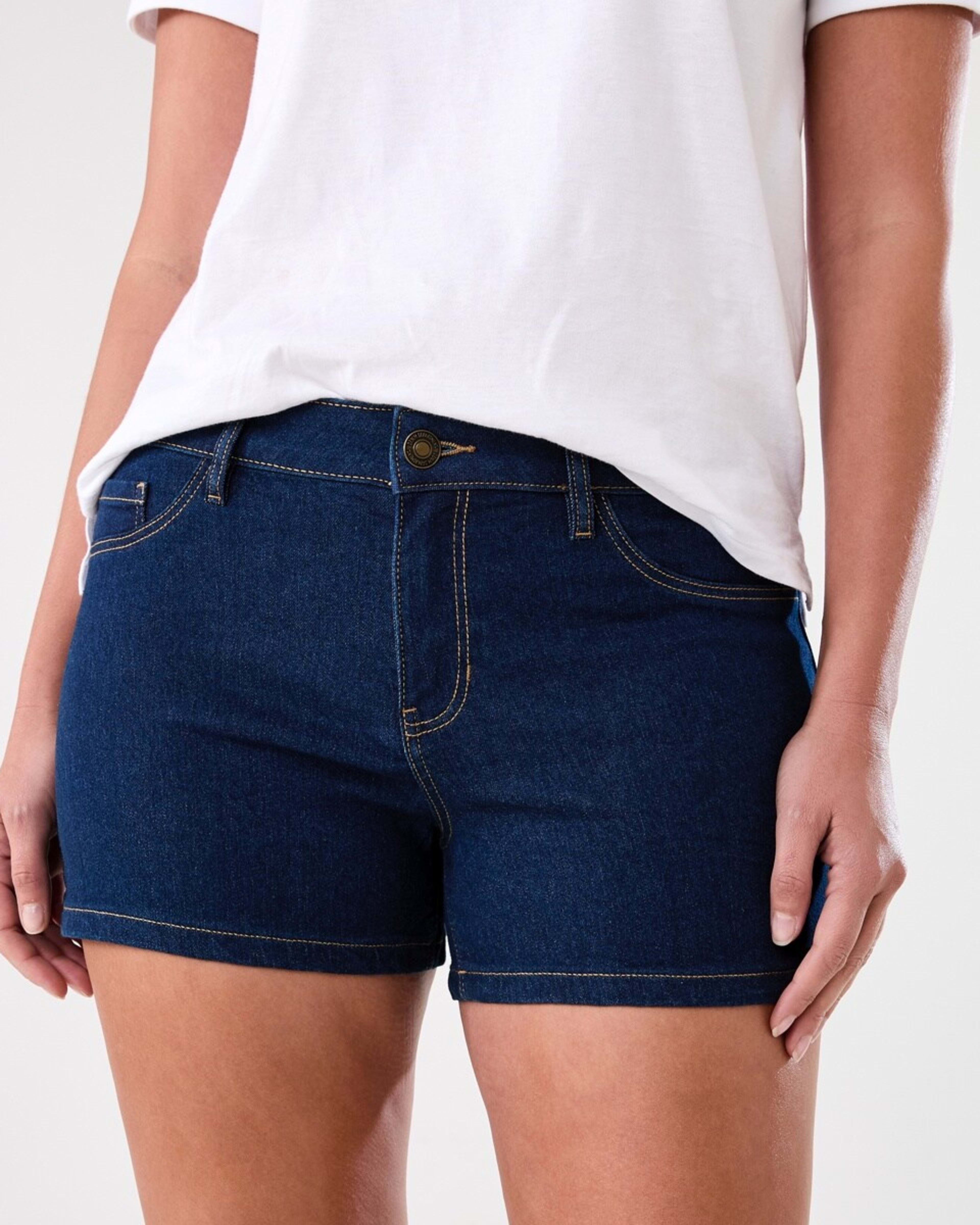 1 Mid Rise Denim Shorts INDIGO WASH, 1 of 6