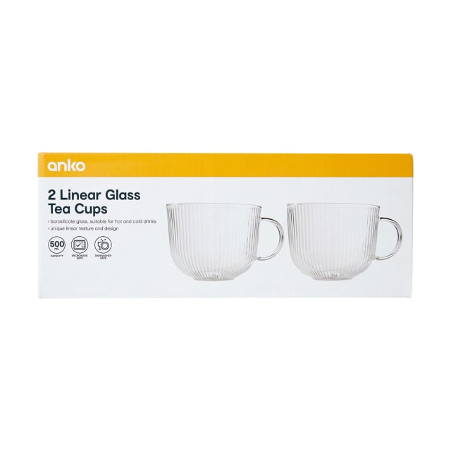 2 Pack Linear Glass Tea Cups Kmart