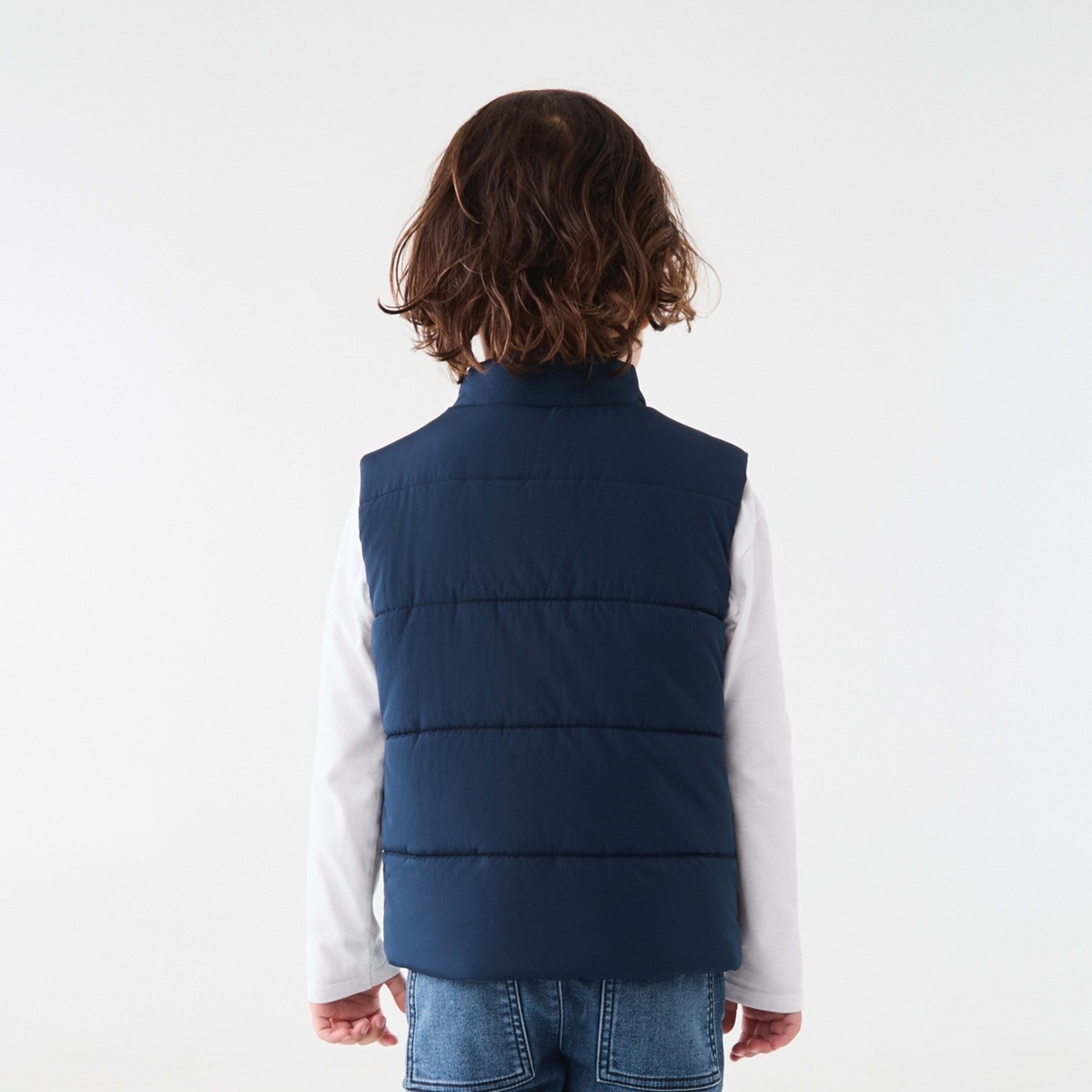 3 Basic Puffer Vest Dress Blue, 3 of 9