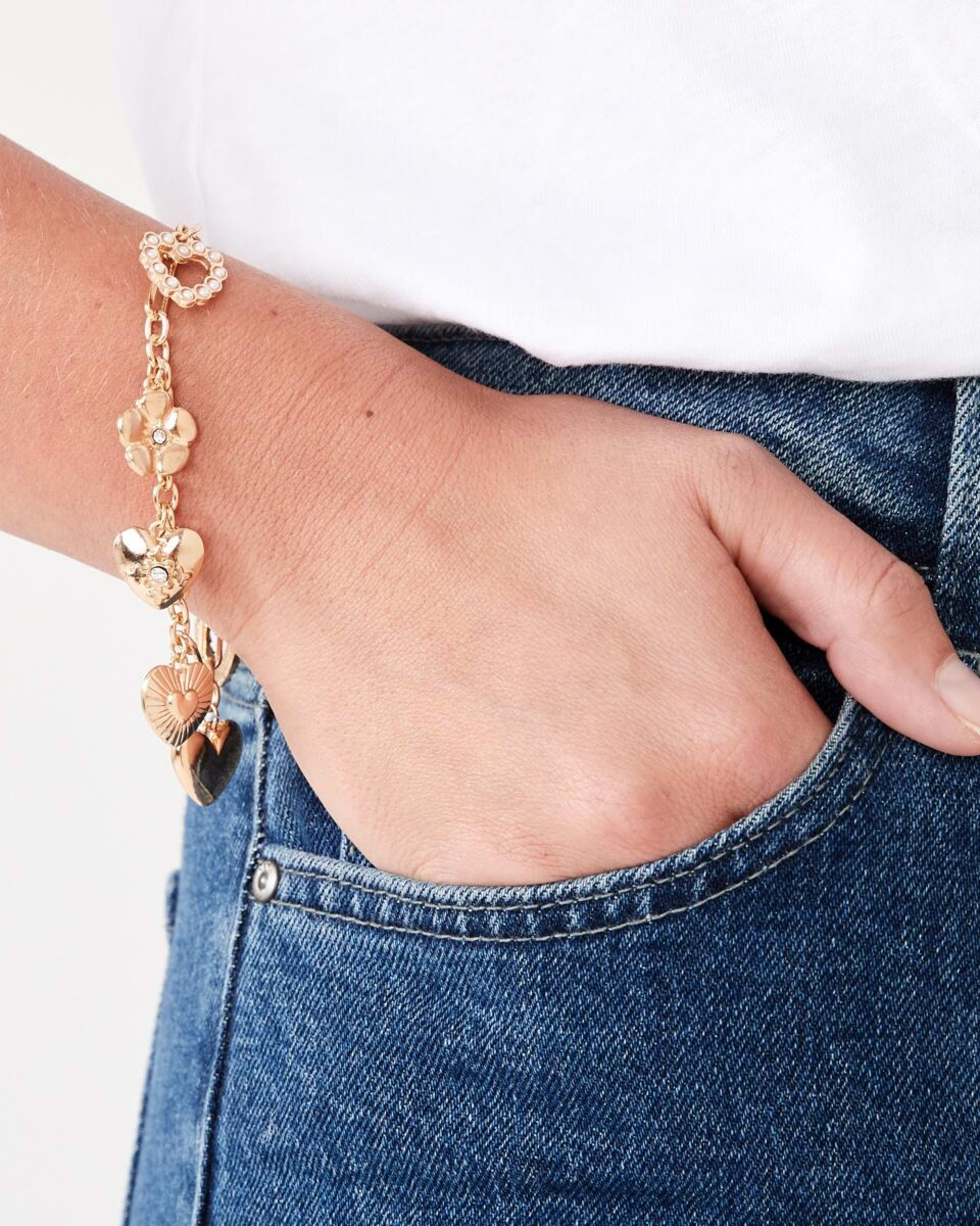 3 Charm Bracelet - Gold Tone Gold, 3 of 4