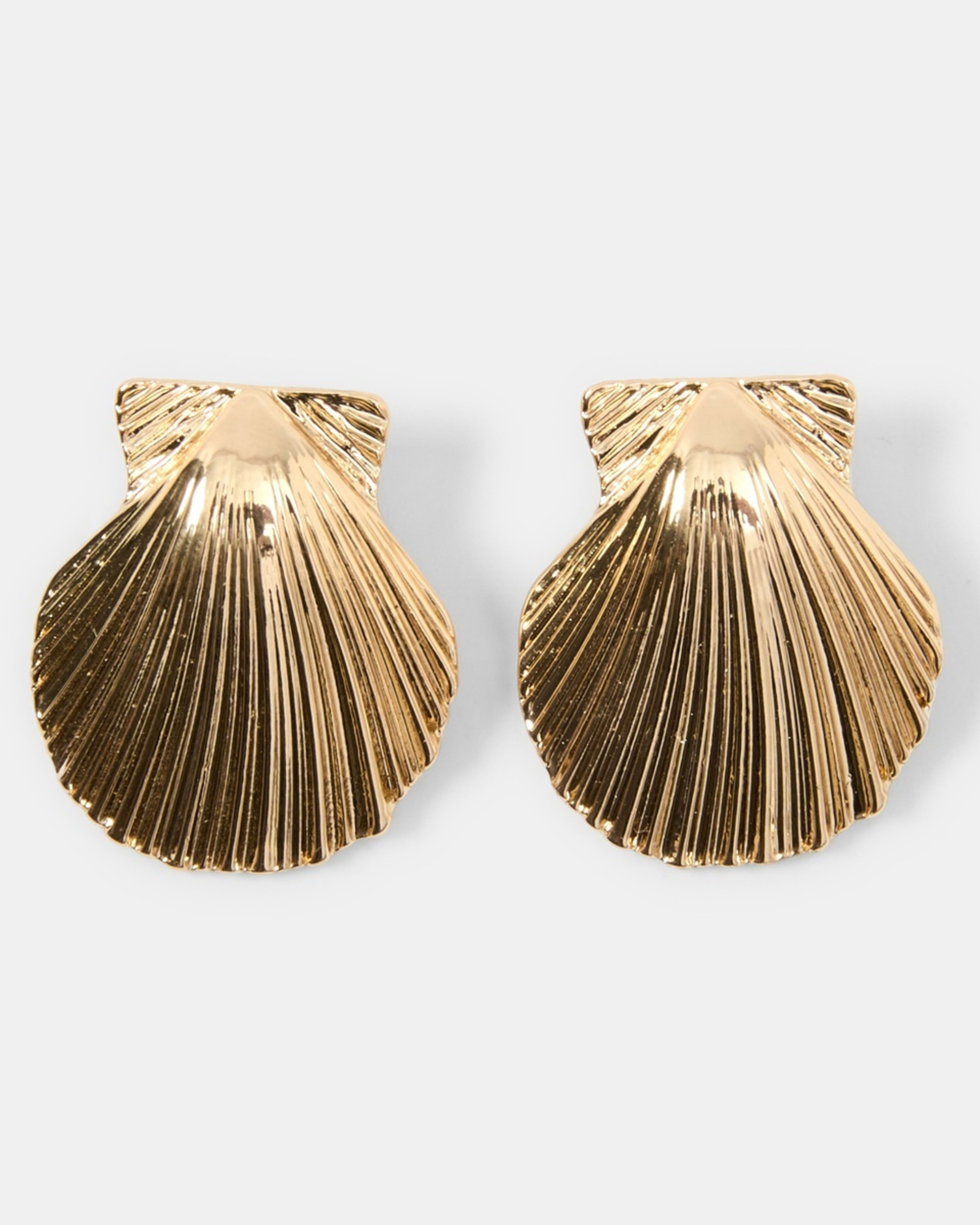 2 Faux Shell Stud - Gold Tone Gold, 2 of 5