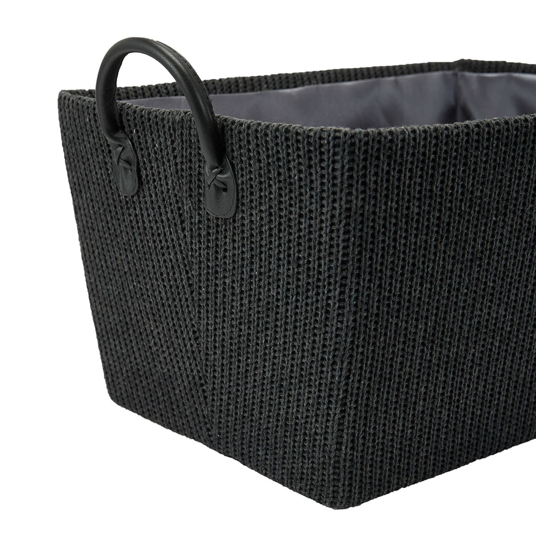 Rectangle Knitted Basket with Handles Charcoal Kmart