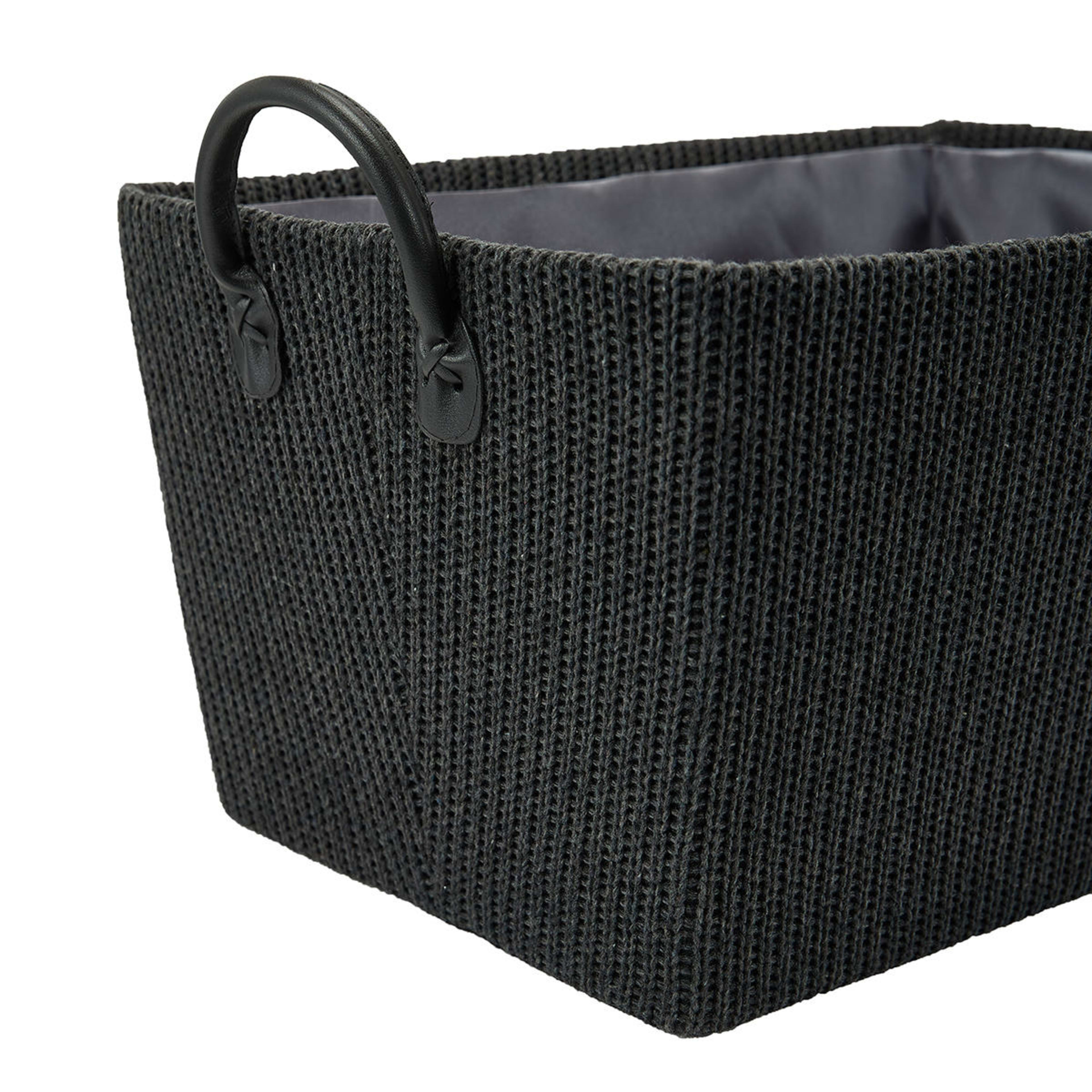 Rectangle Knitted Basket with Handles Charcoal Kmart