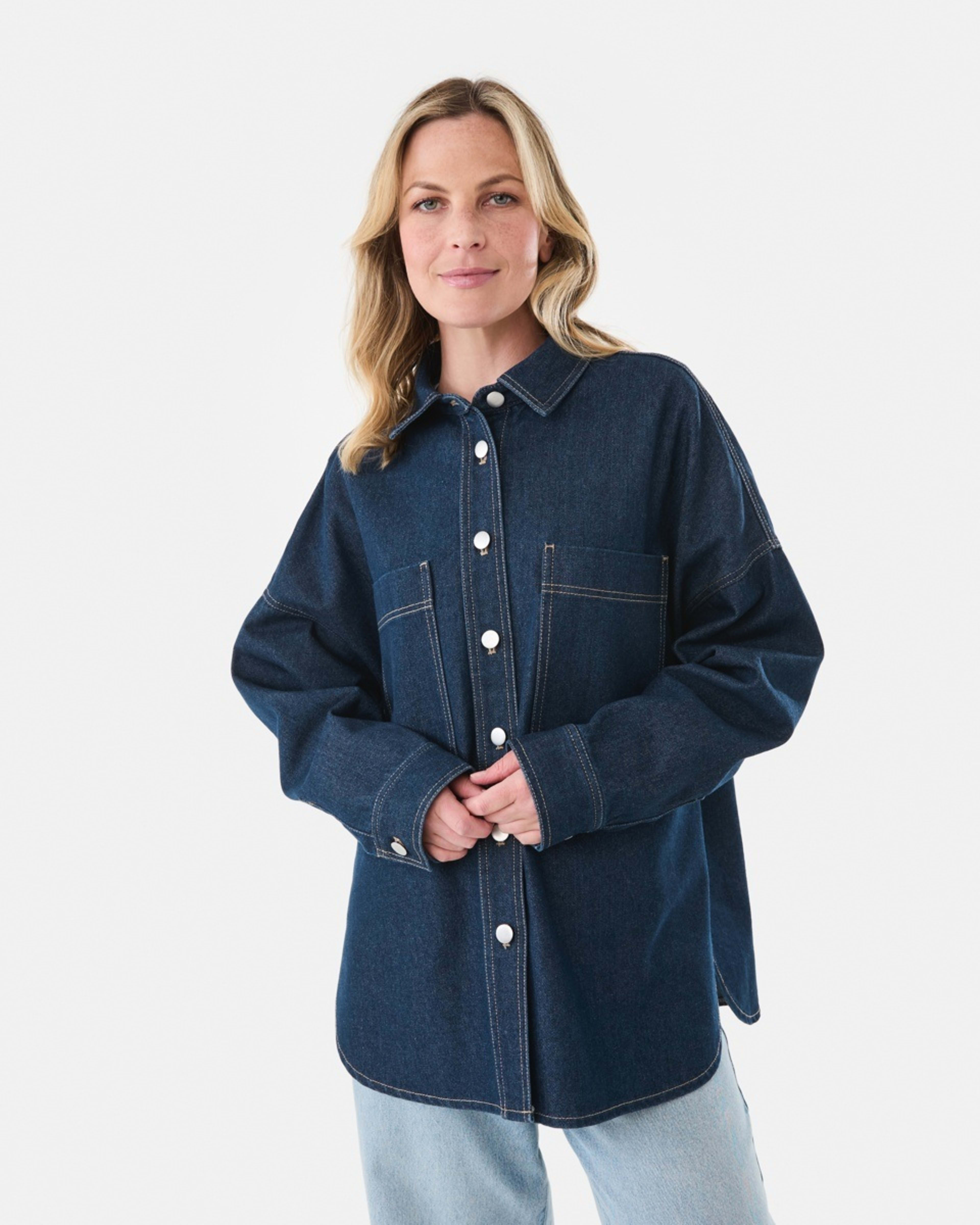 2 Long Sleeve Denim Shirt Dark Wash, 2 of 8
