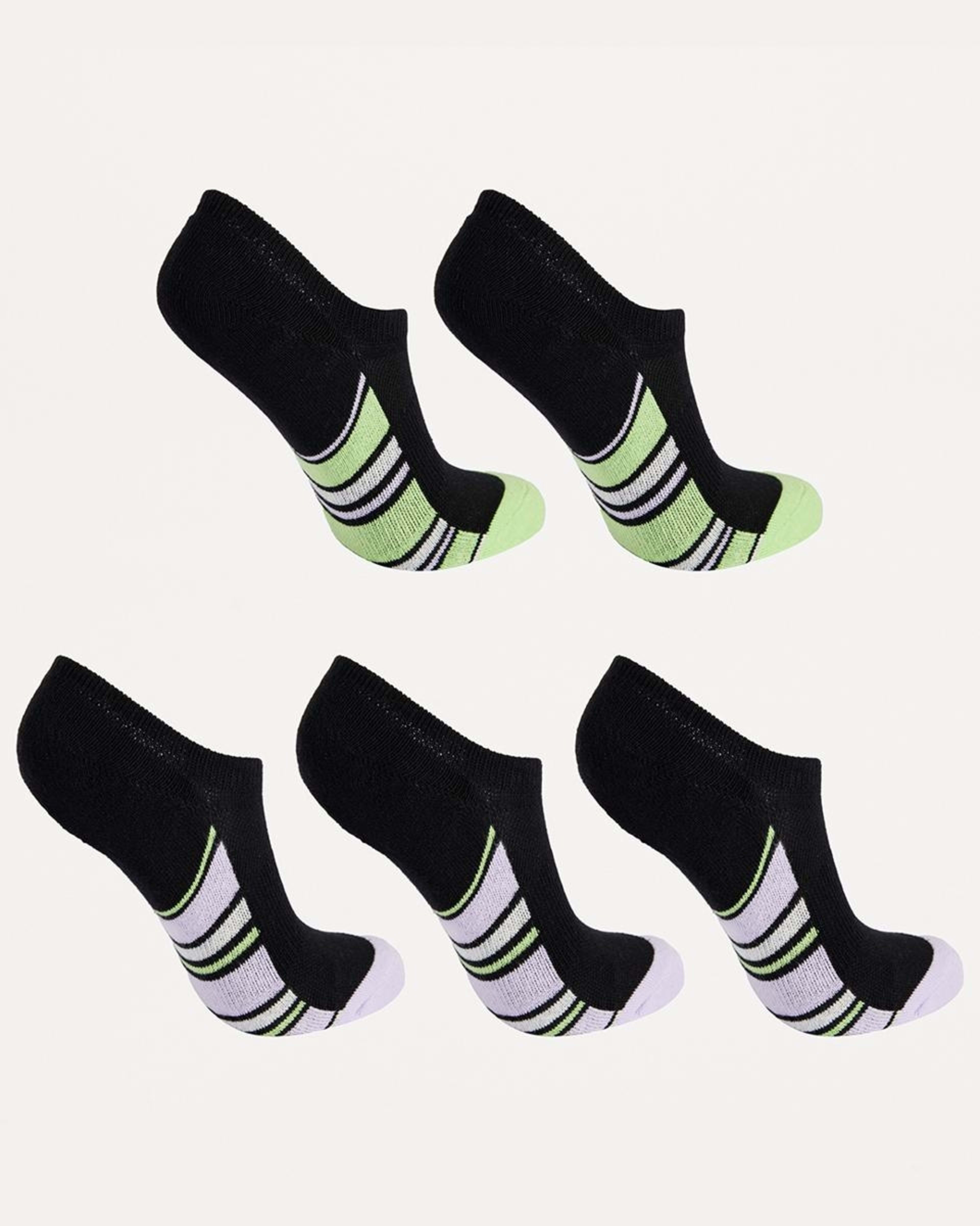 2 5 Pack Terry Sneaker Socks VARIGATED STRIPE PASTEL LILAC, 2 of 3