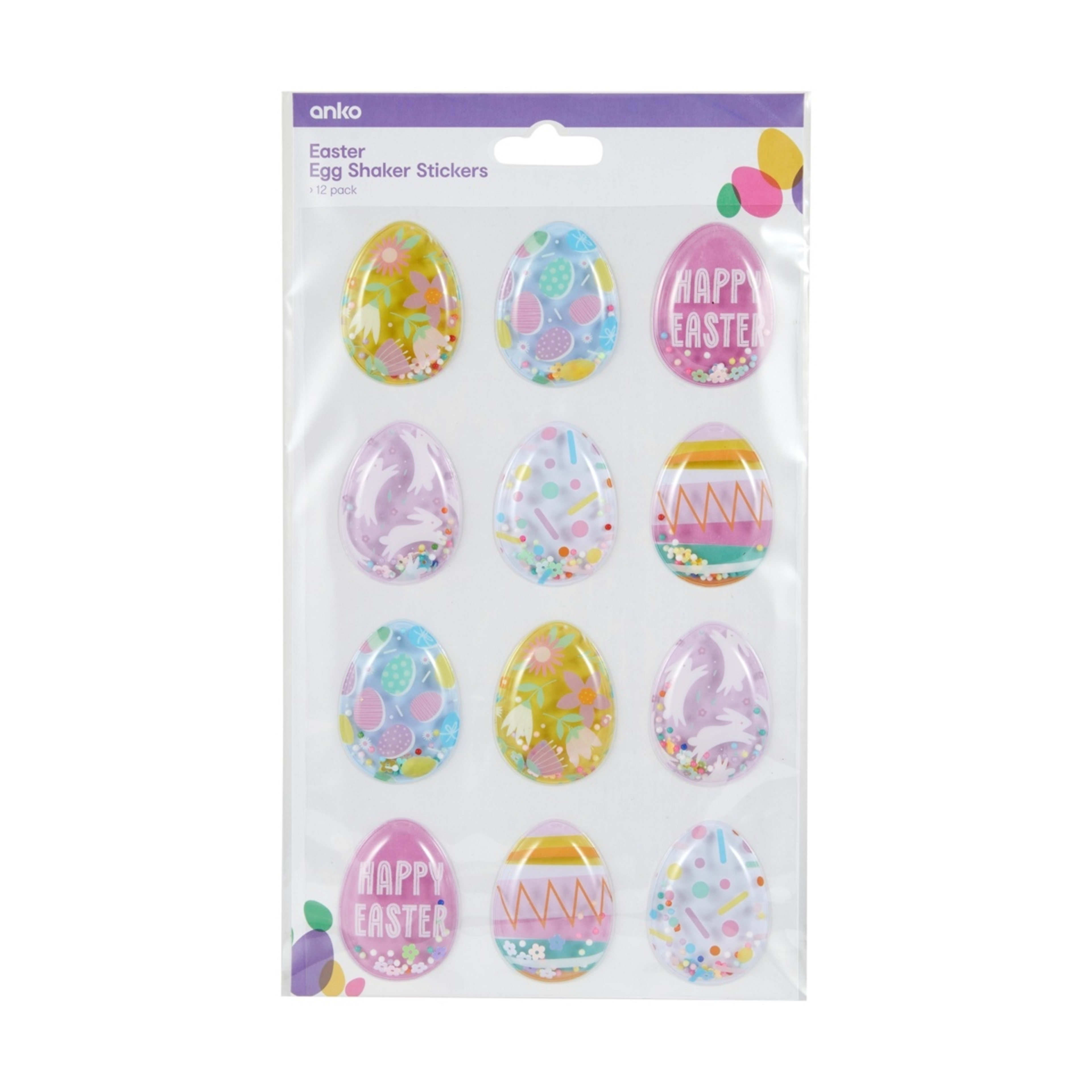 1 12 Pack Easter Egg Shaker Stickers, 1 of 2