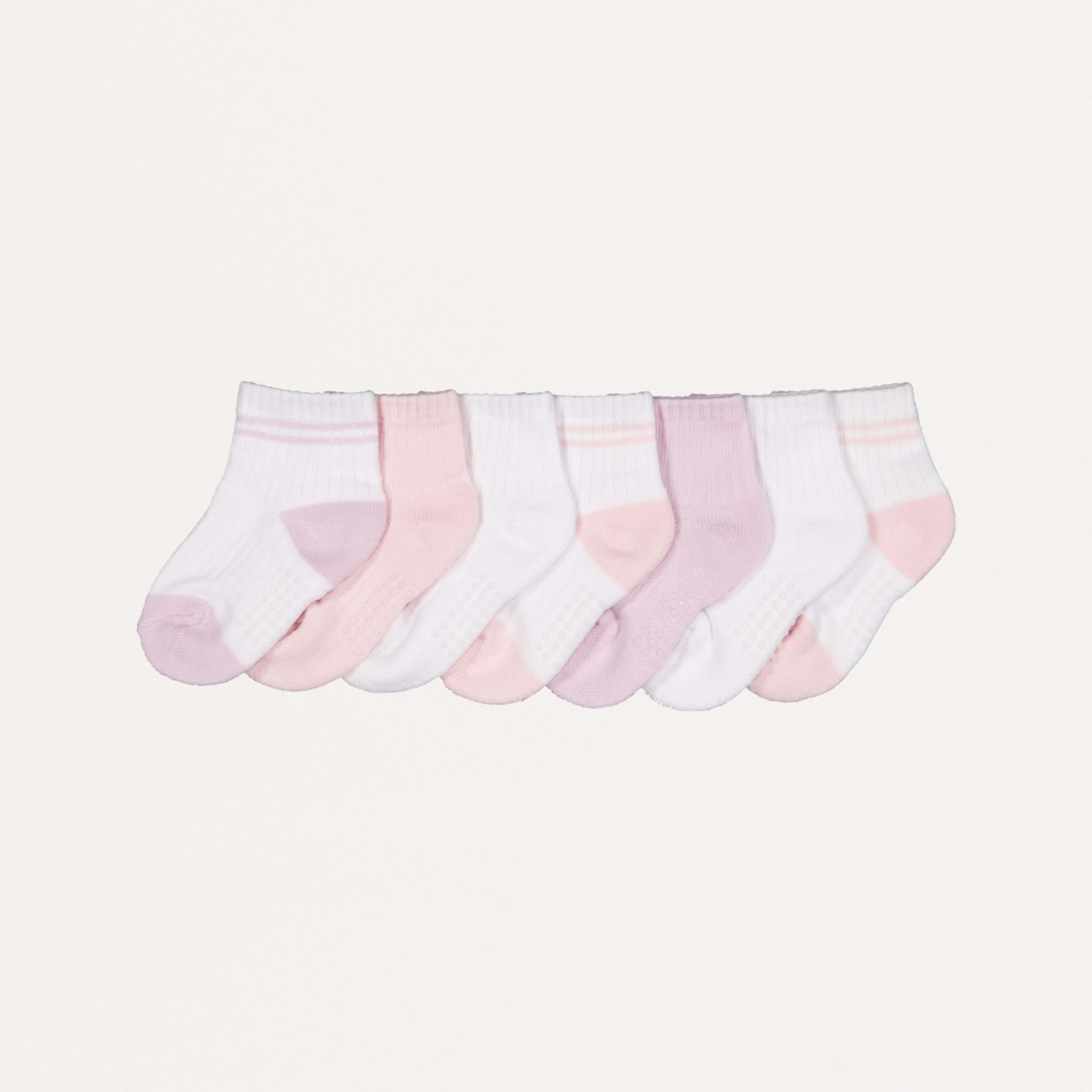 1 7 Pack Sports Quarter Crew Socks Sporty Pink Multi Pack, 1 of 2