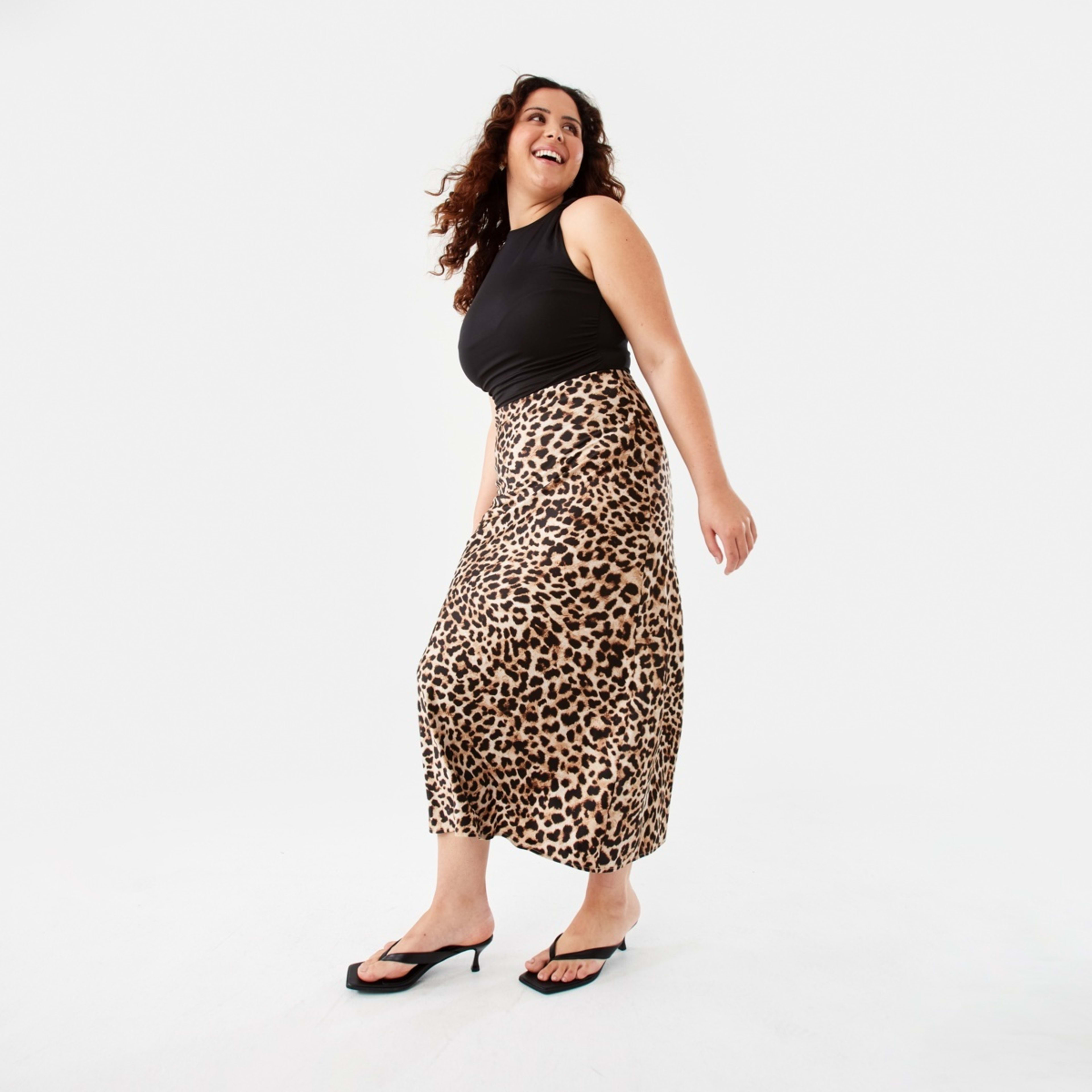 3 Satin Slip Maxi Skirt Leopard Brown Coco, 3 of 8