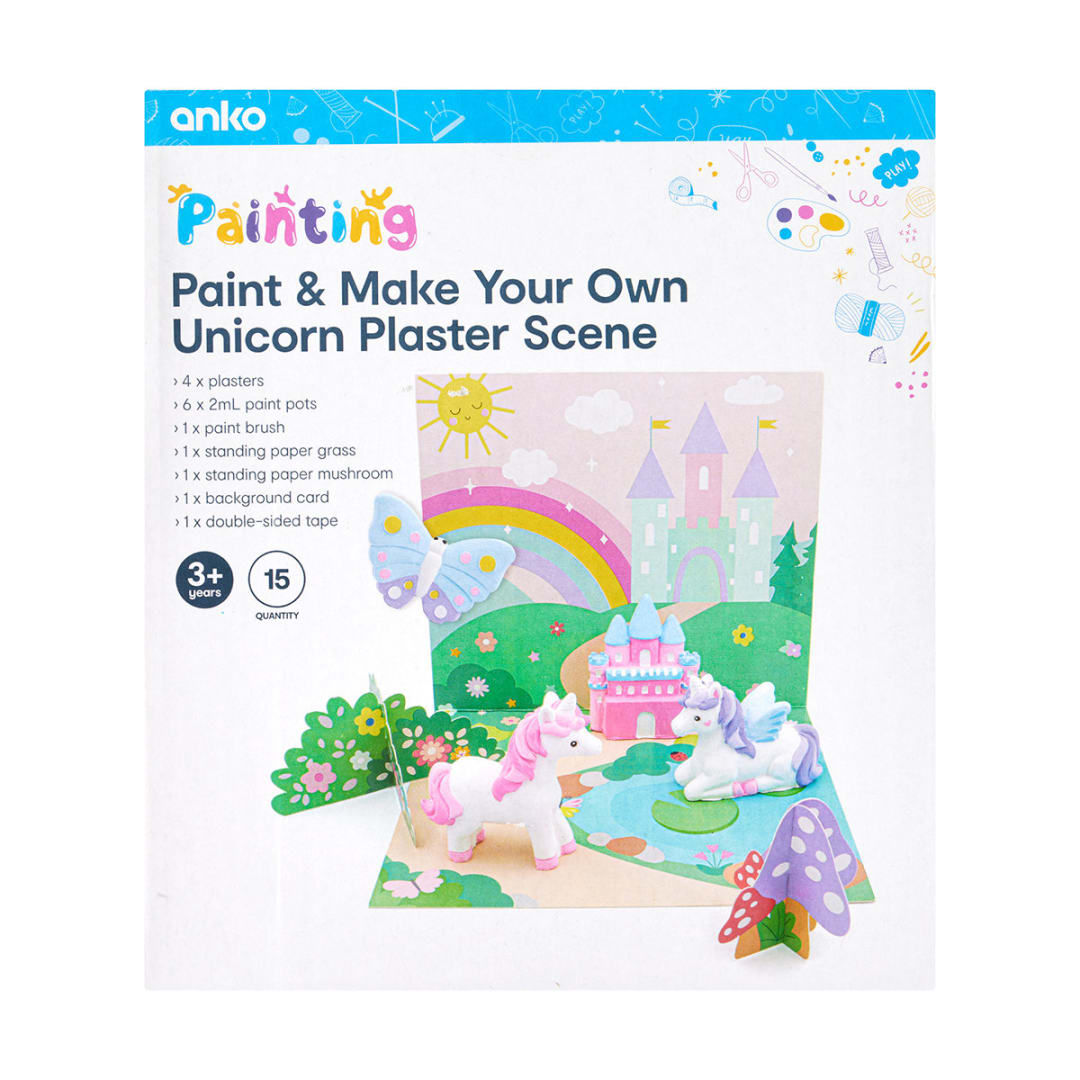 15 Piece Paint and Make Your Own Unicorn Plaster Scene Kmart