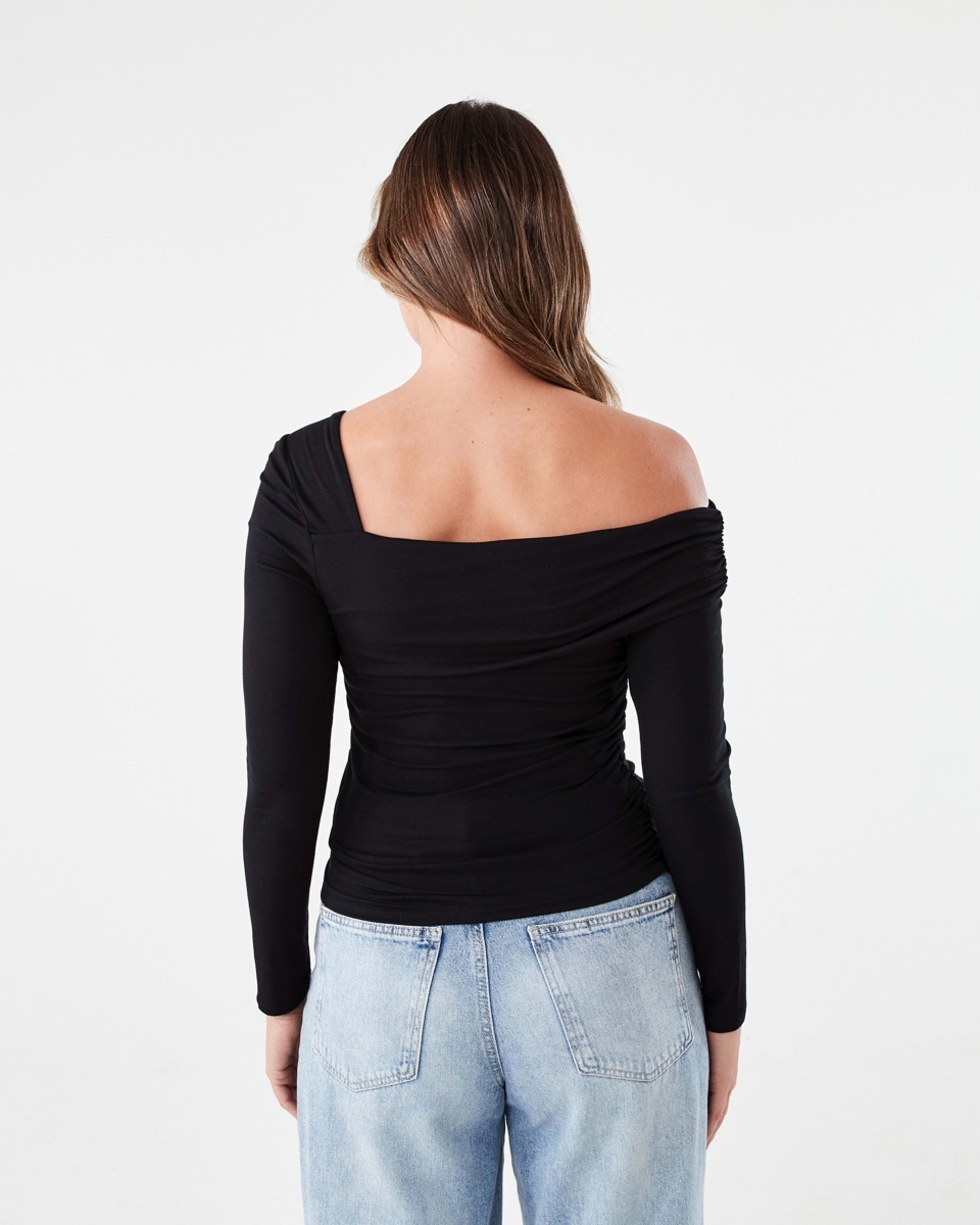 4 Long Sleeve Ruched Top BLACK, 4 of 7