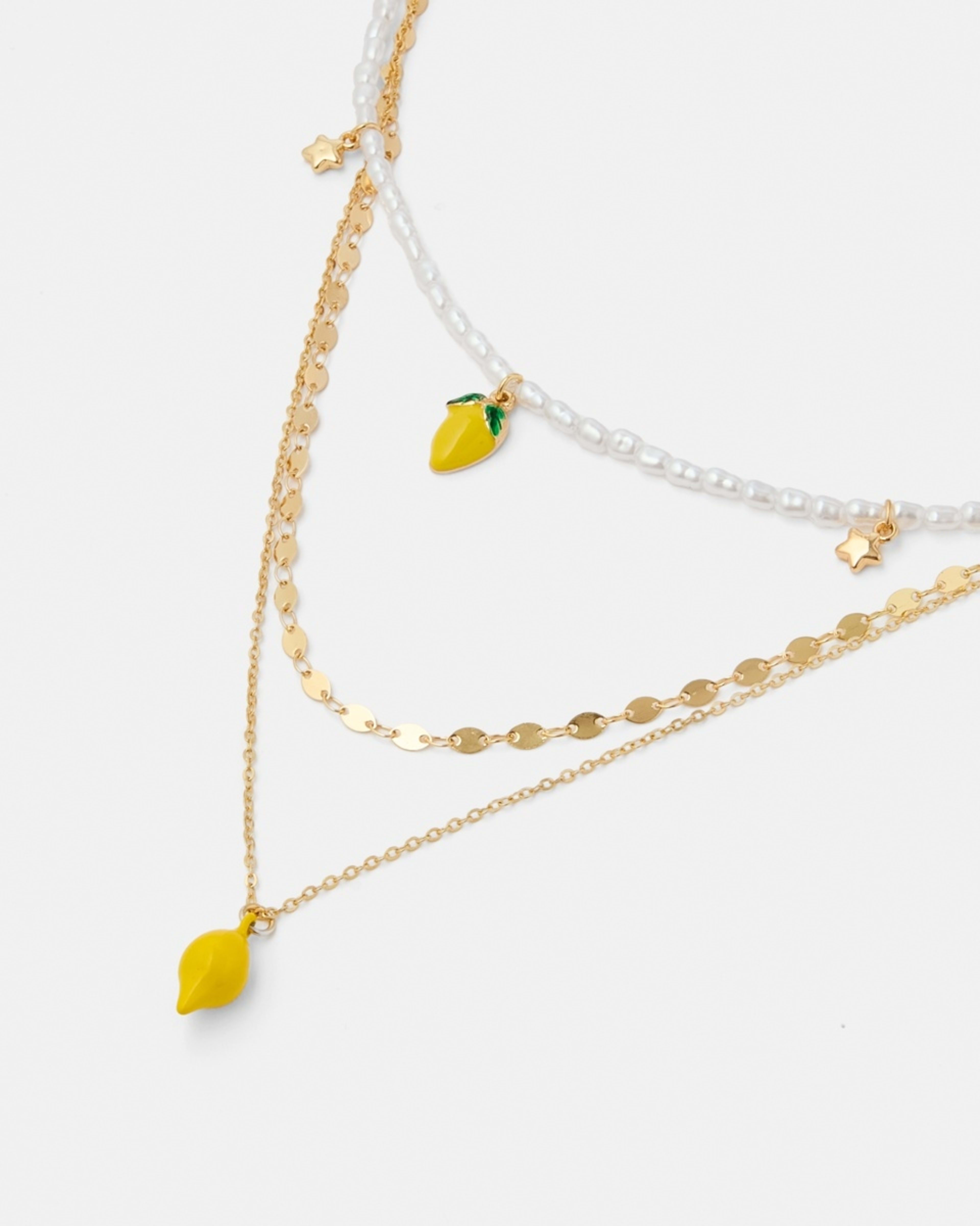2 3 Pack Lemon Necklace - White, Yellow, Green and Gold Tone Gold, 2 of 4