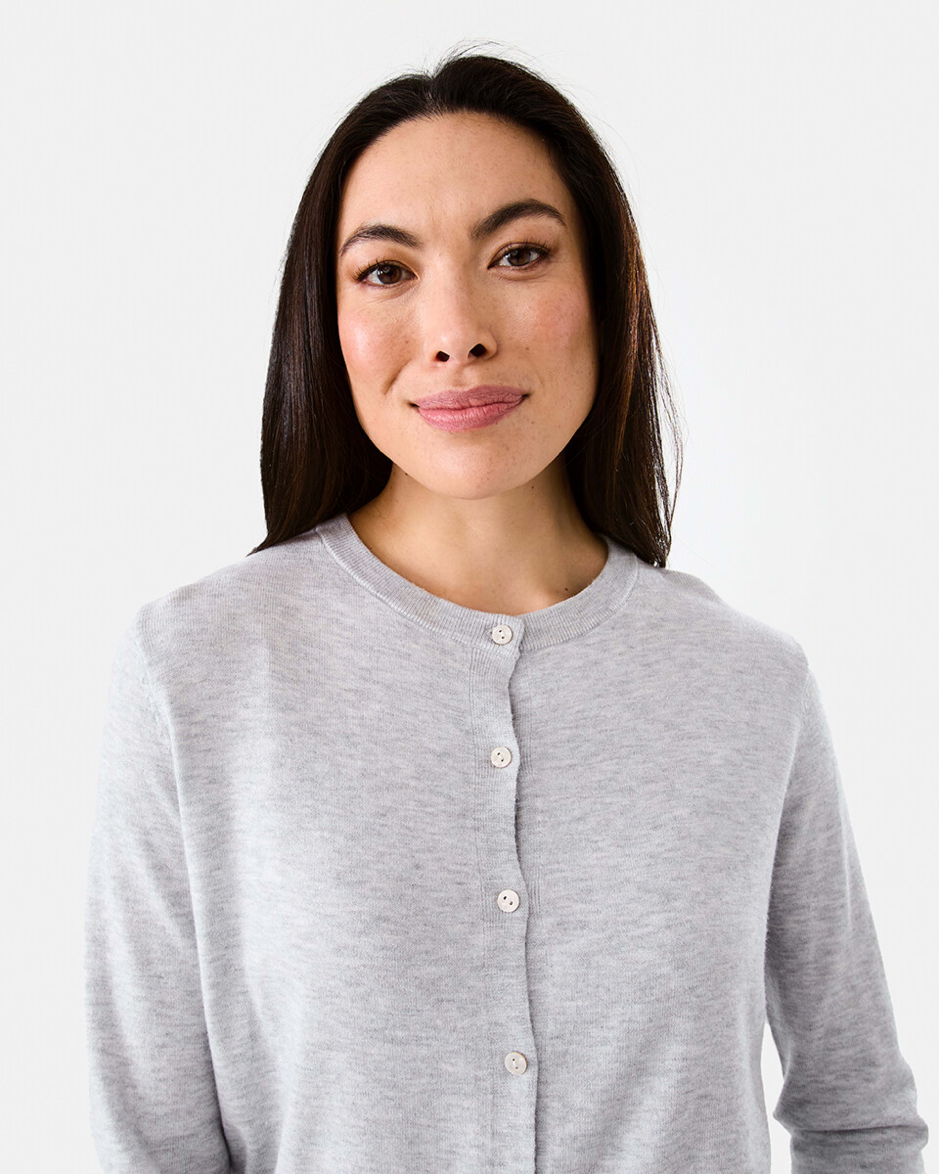 4 Lightweight Crew Neck Cardigan SILVER MARLE, 4 of 5