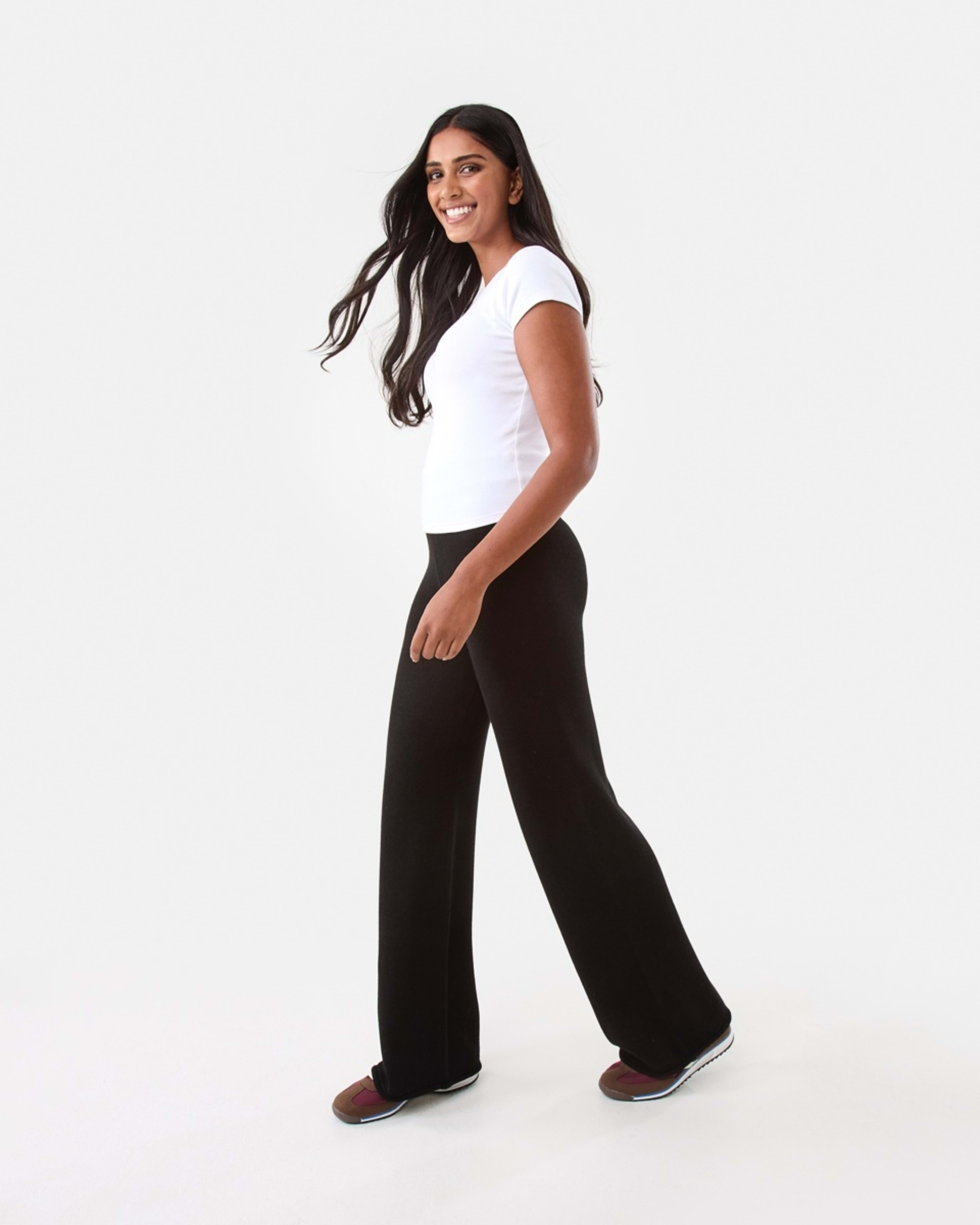 3 Rolled Up Hem True Knit Pants Black, 3 of 6