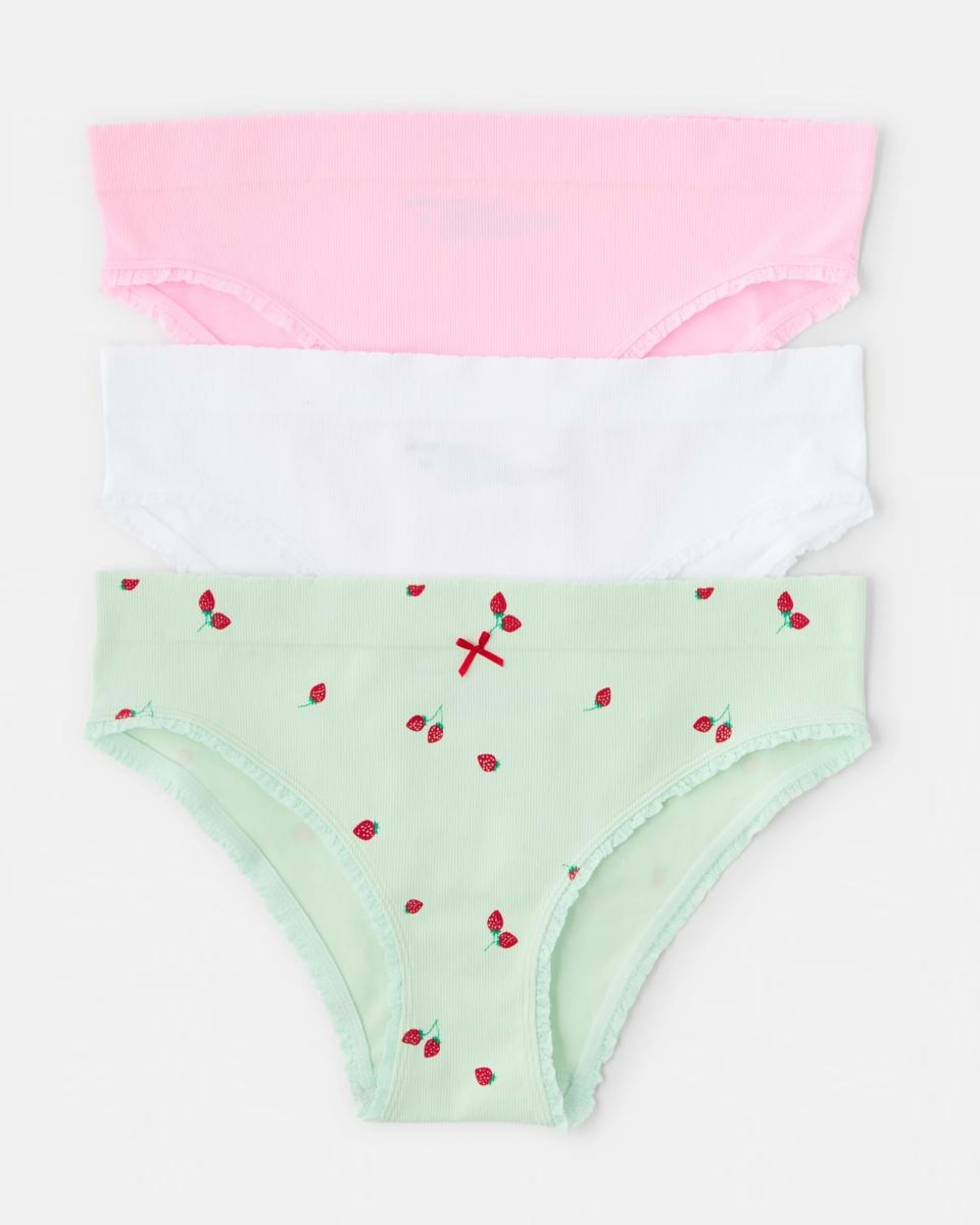 1 3 Pack Seamfree Rib Bikini Briefs BERRY, WHITE, PINK LADY, 1 of 8