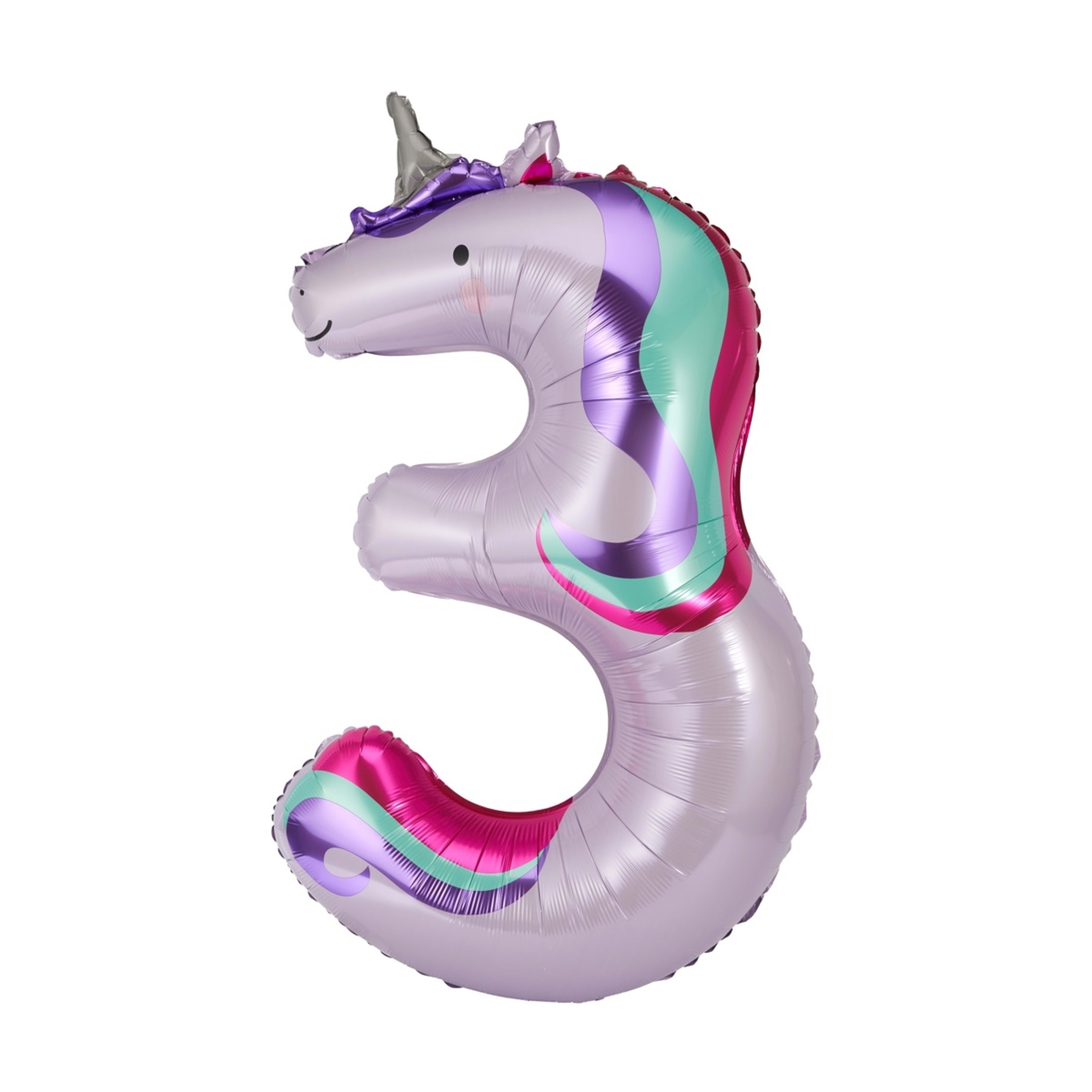 1 Unicorn Number 3 Foil Balloon
