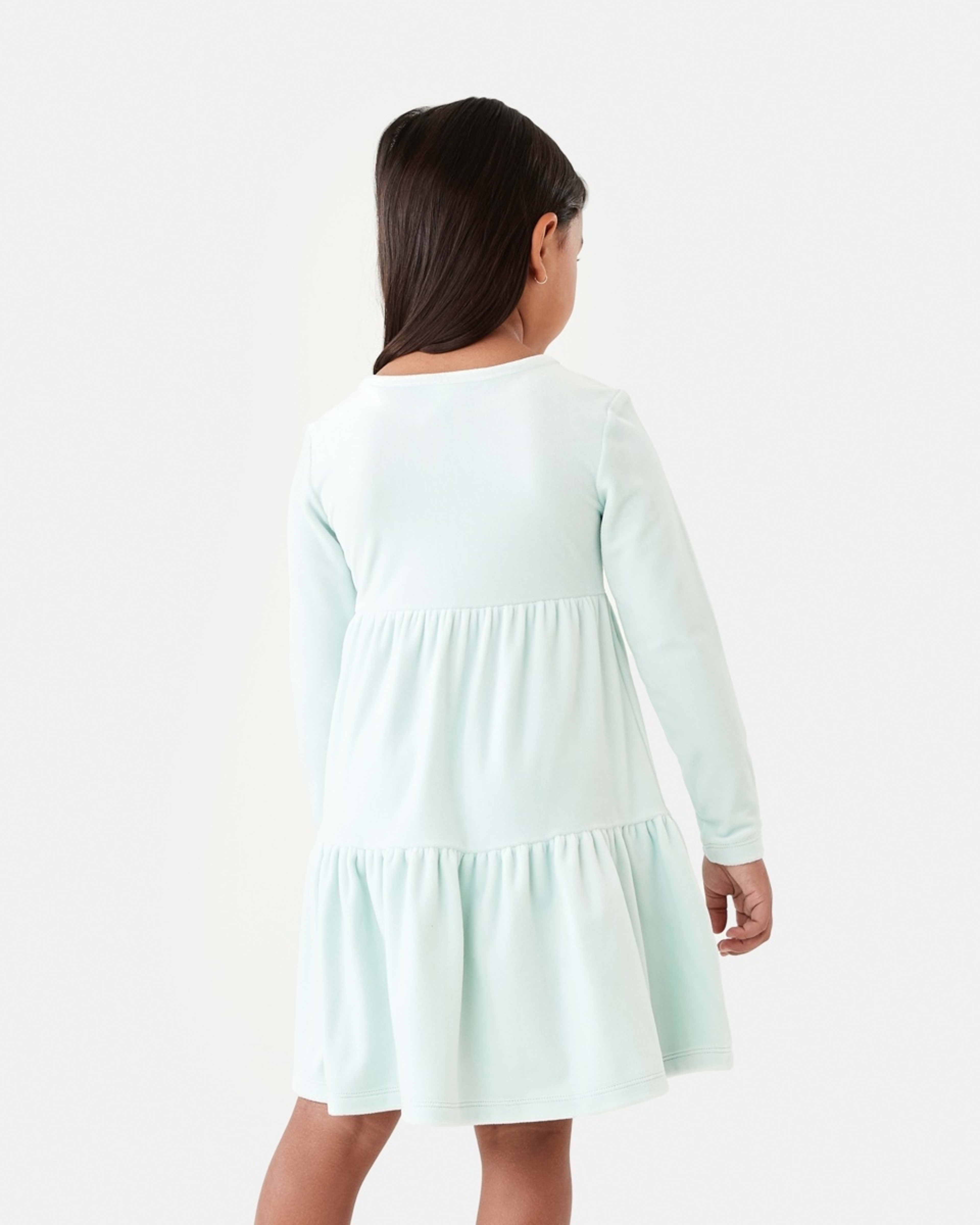 2 Long Sleeve Velour Tier Dress Butterfly, 2 of 9