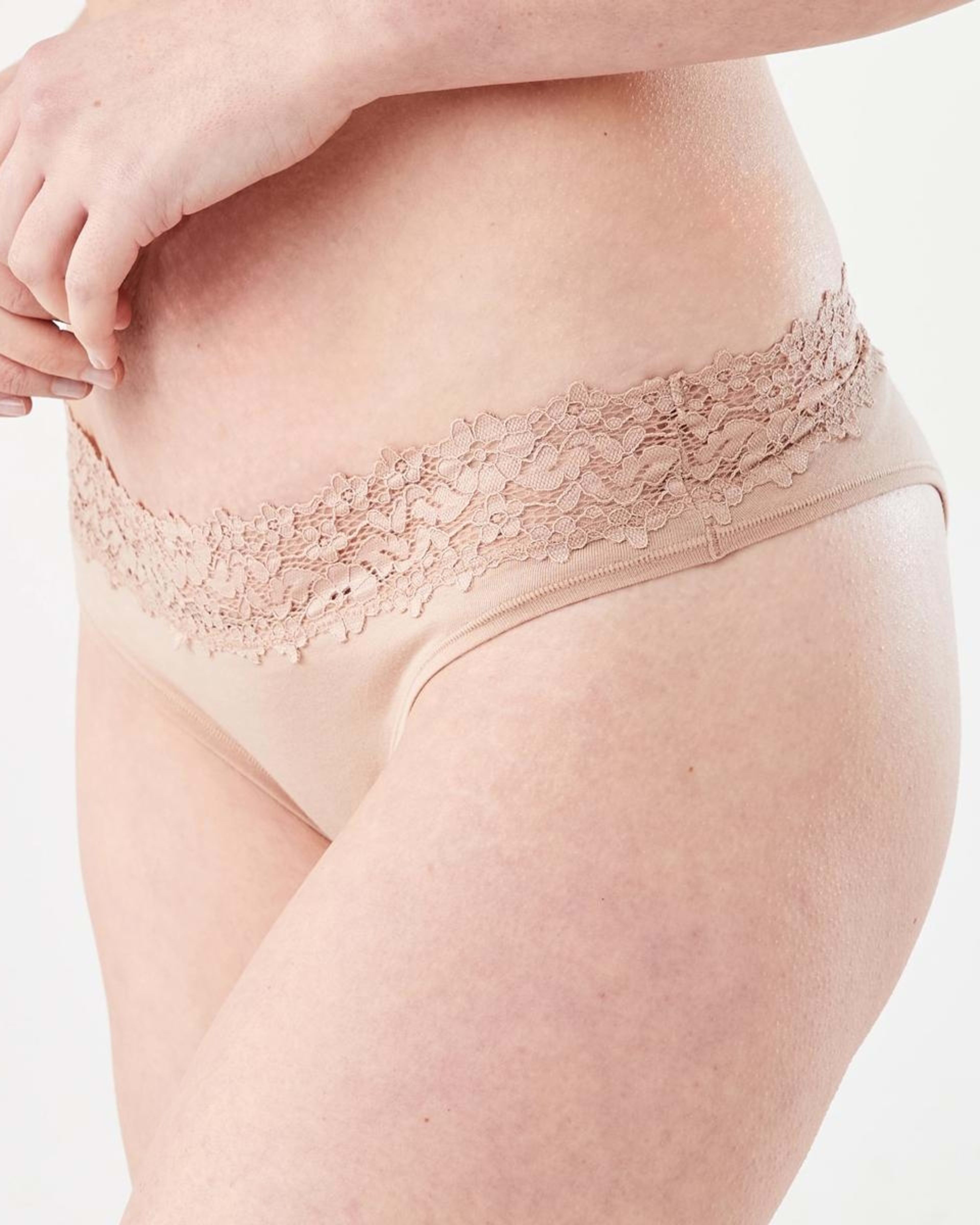7 3 Pack Cotton Lace Tanga Briefs LIGHT FAWN, BRIGHT LAVENDER, FAIRY FLOSS, 7 of 8