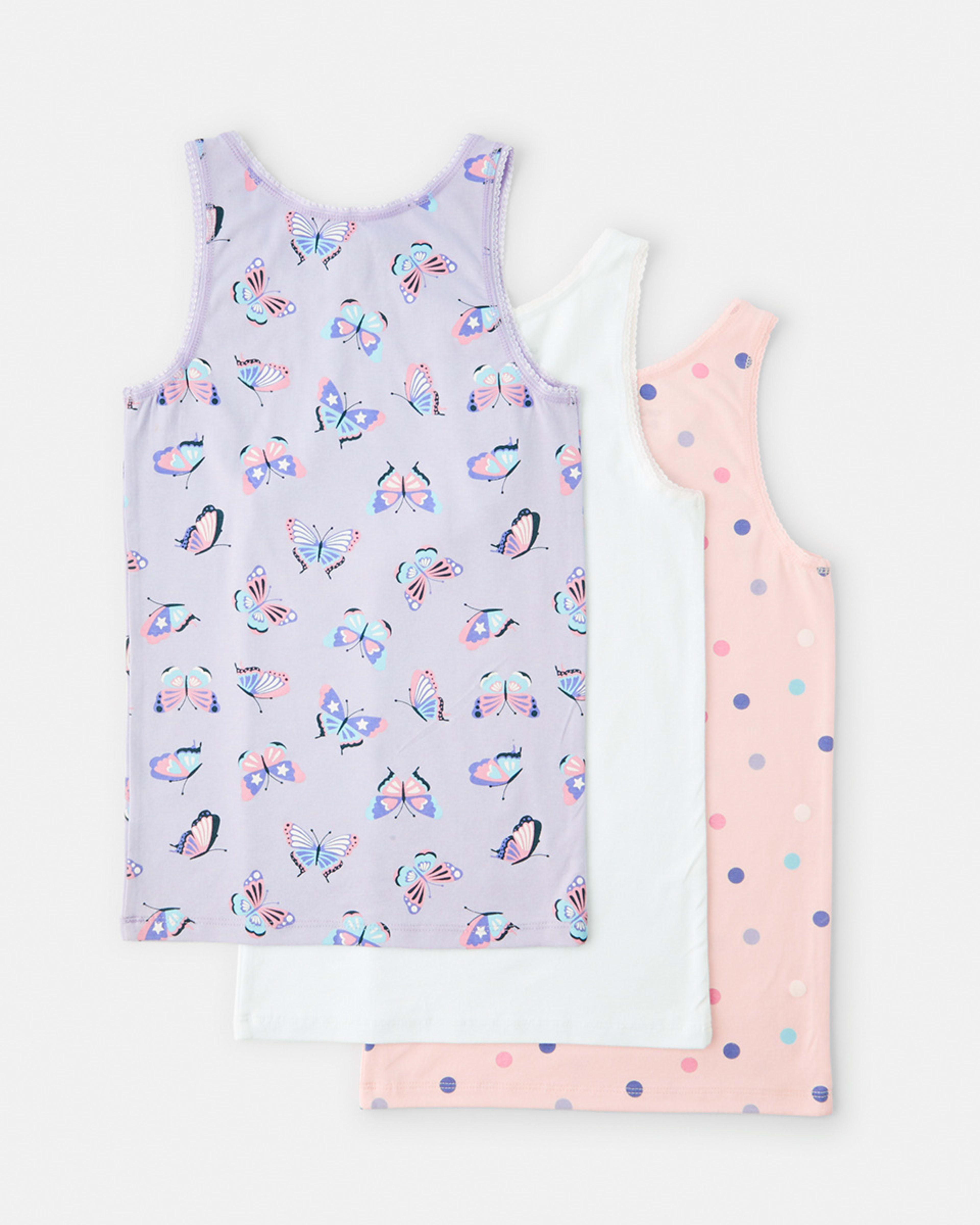 2 3 Pack Super Soft Singlets Butterfly, 2 of 9