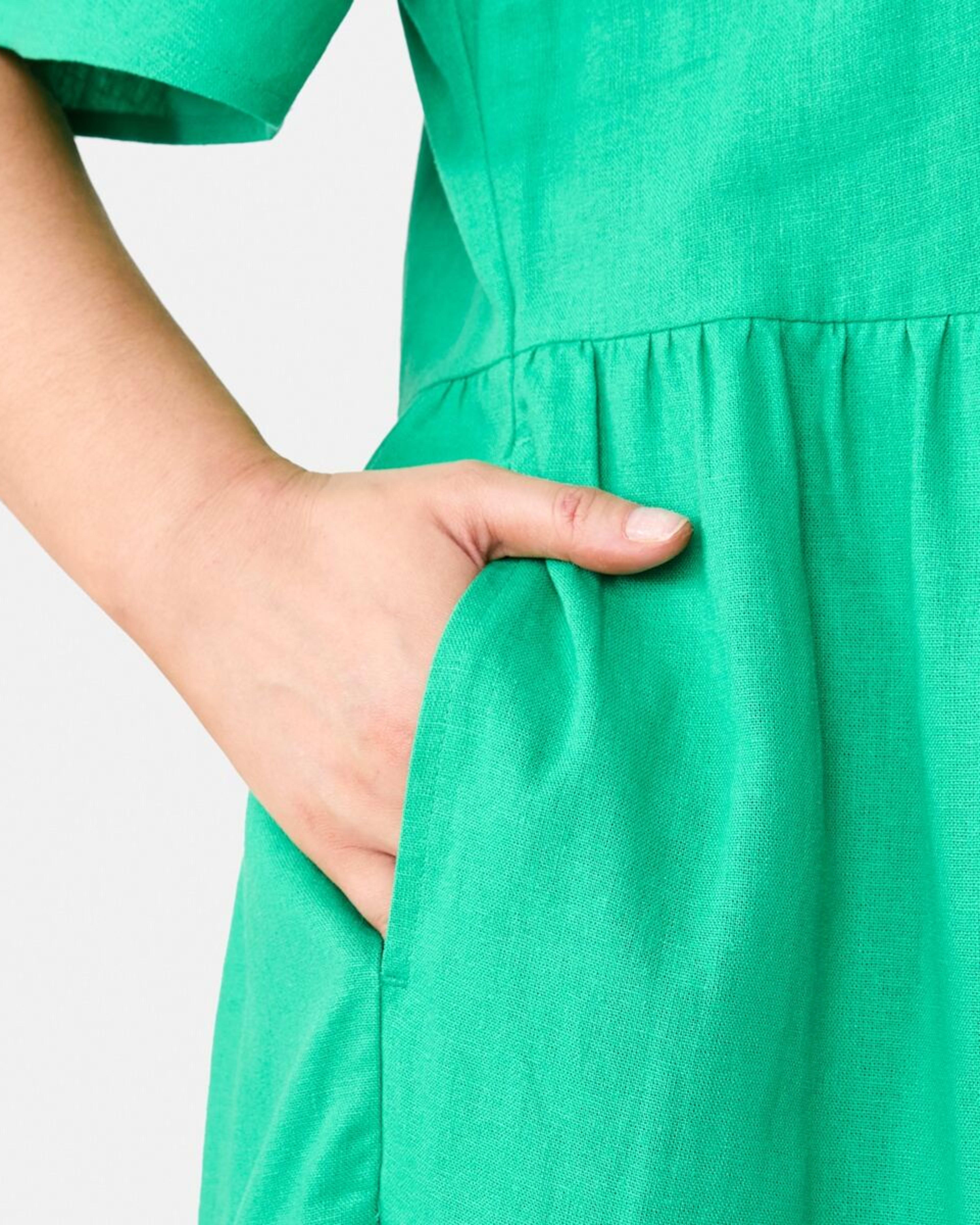 8 Short Sleeve Linen Blend Tiered Mini Dress SIMPLY GREEN, 8 of 10