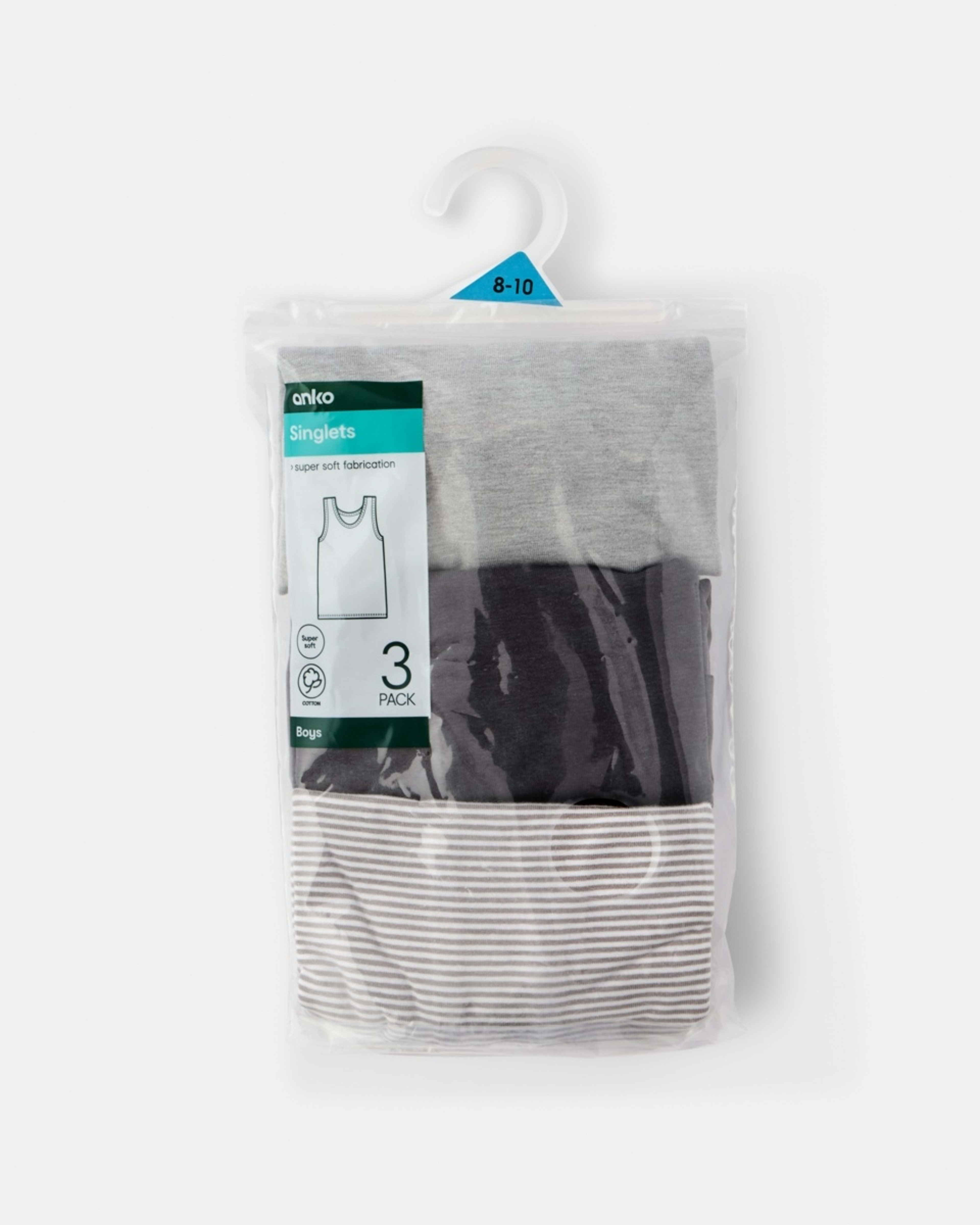 6 3 Pack Super Soft Singlets Gry Multi, 6 of 6