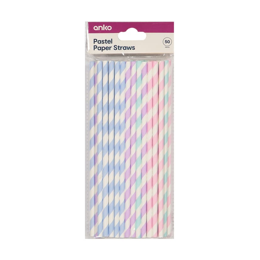 50 Pack Pastel Paper Straws Kmart