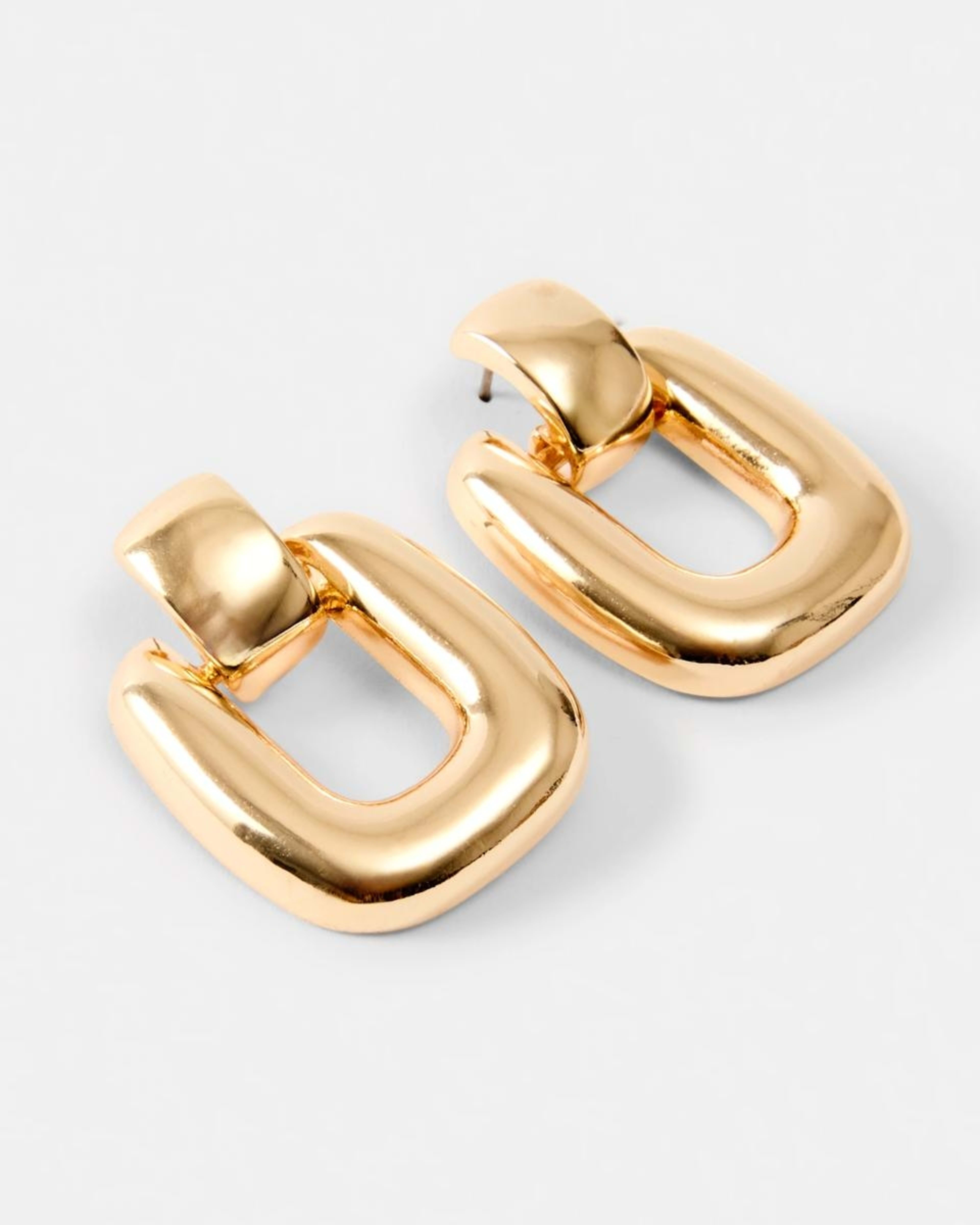 1 Square Doorknocker Earrings - Gold Tone Gold