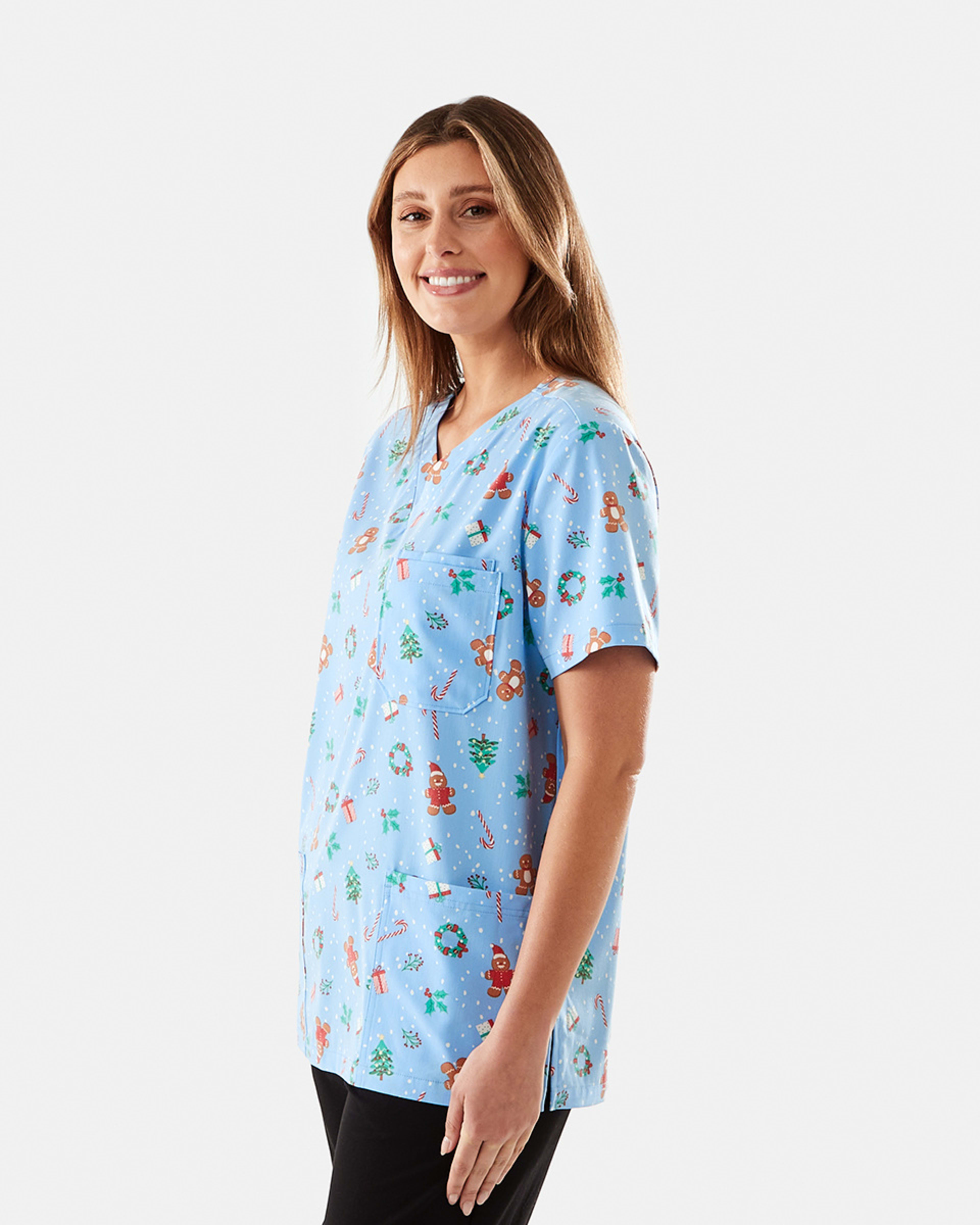 Workwear Short Sleeve Unisex Christmas Scrub Top Kmart