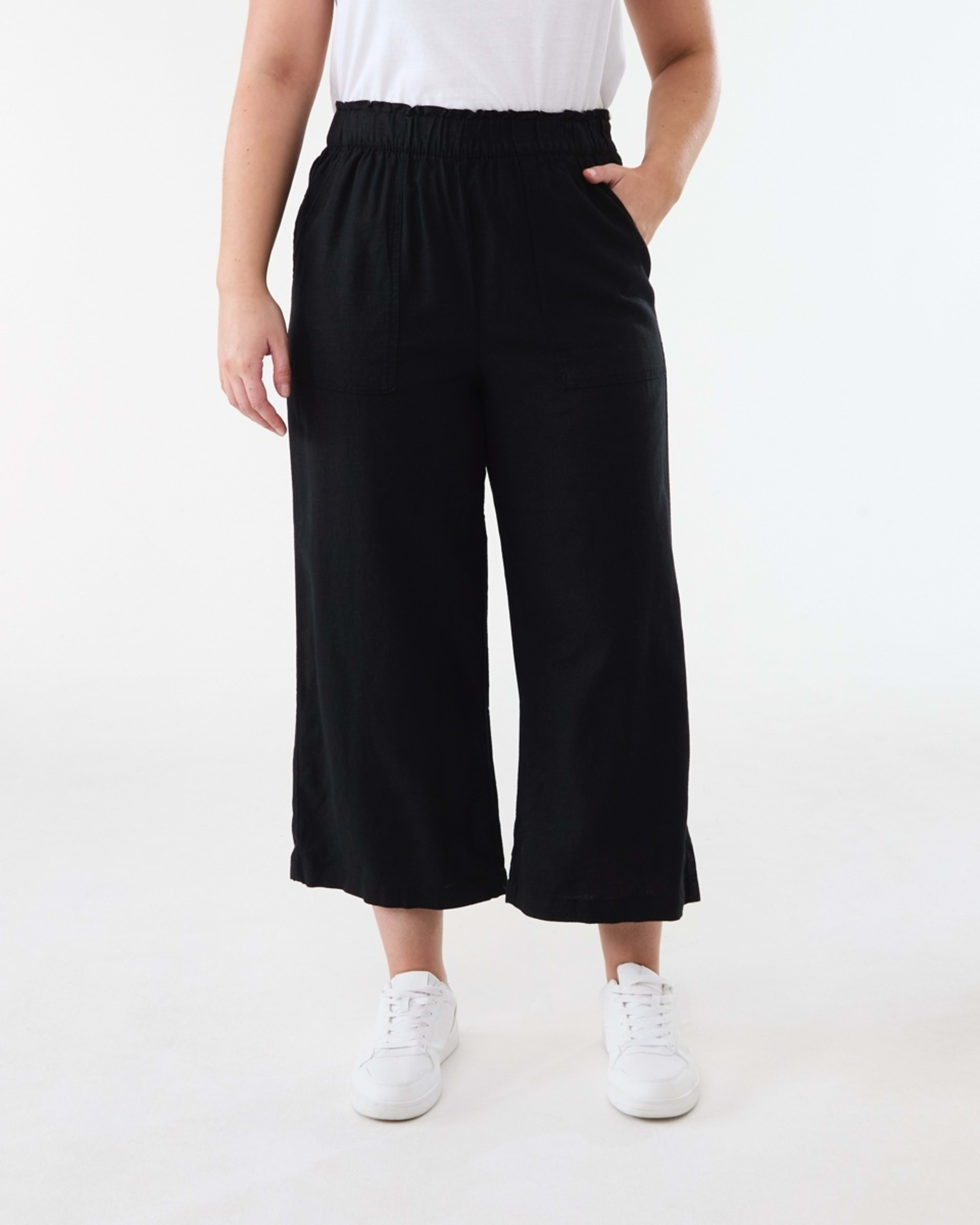 1 Linen Blend Culottes BLACK