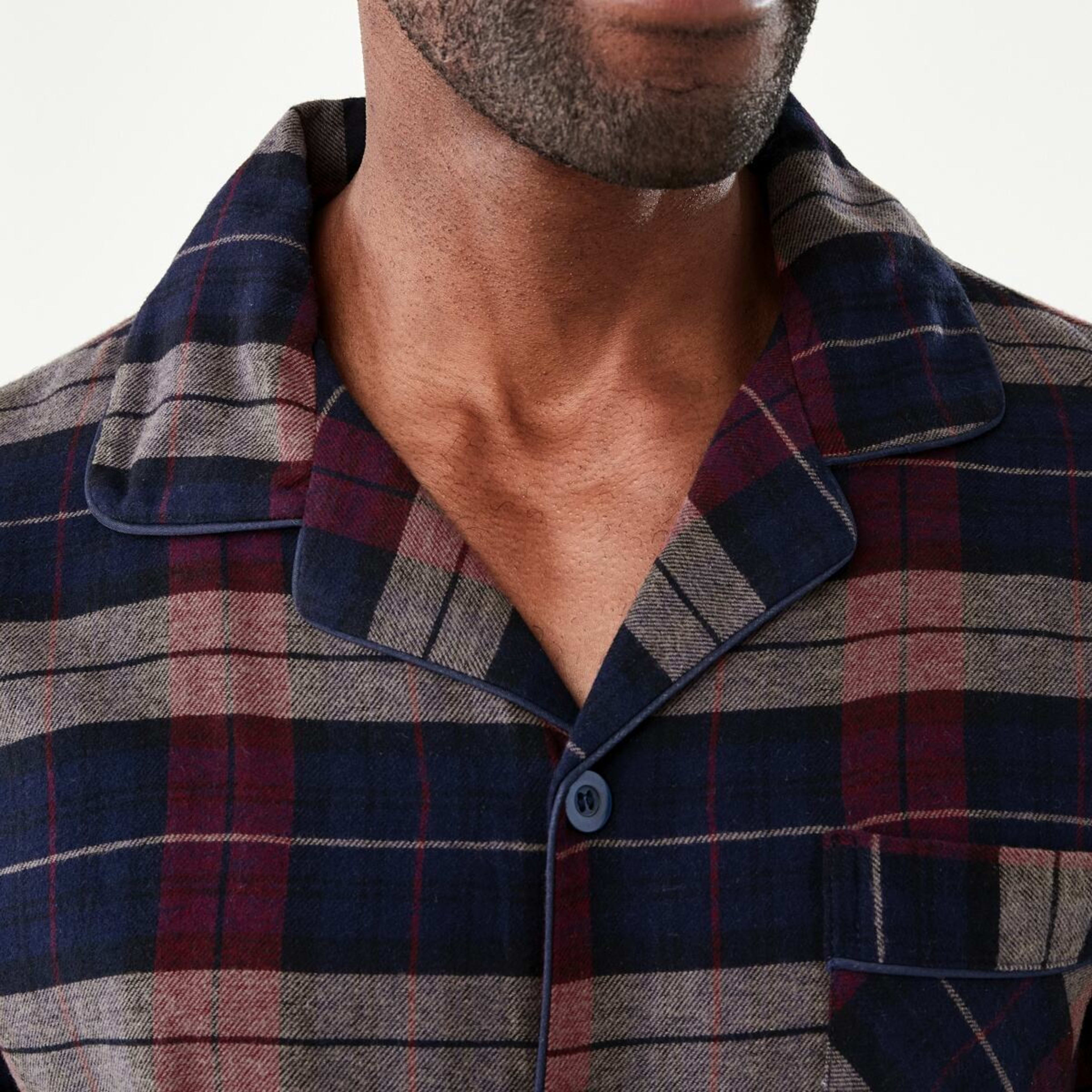 5 Long Sleeve Woven Button Through Pyjama Set Earthwatch Check, 5 of 8