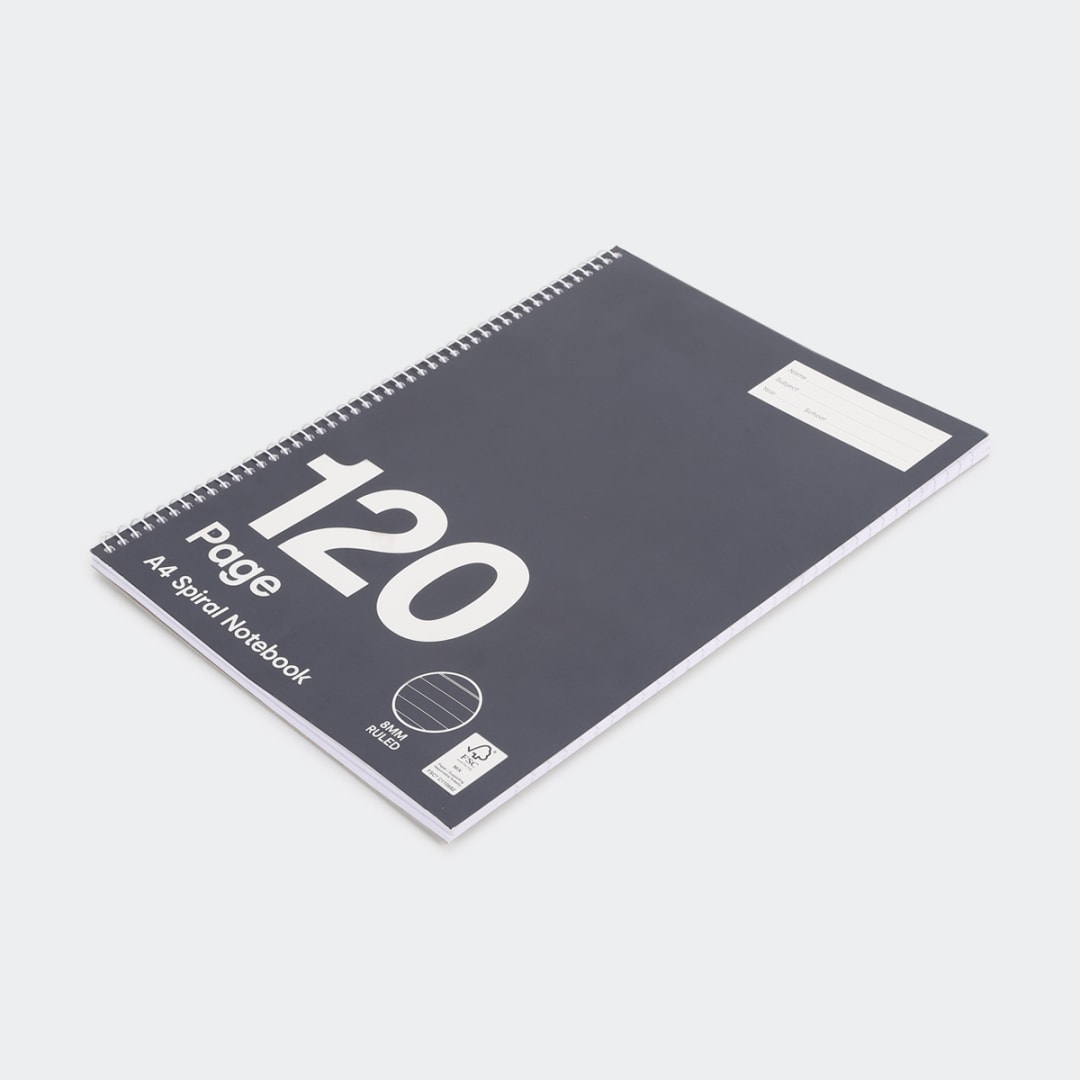 120 Page A4 Spiral Notebook Black and White Kmart