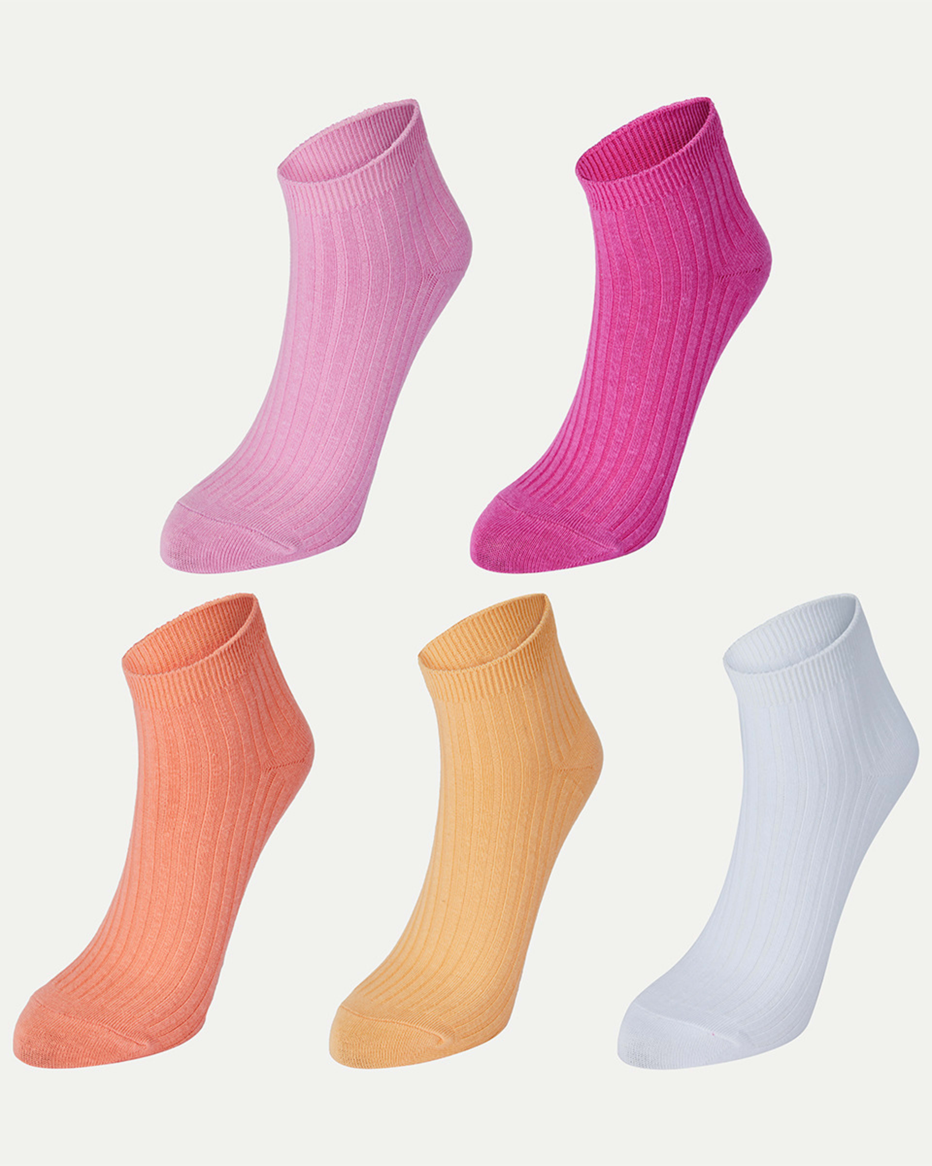 1 5 Pack Rib Anklet Socks Org Pnk, 1 of 3