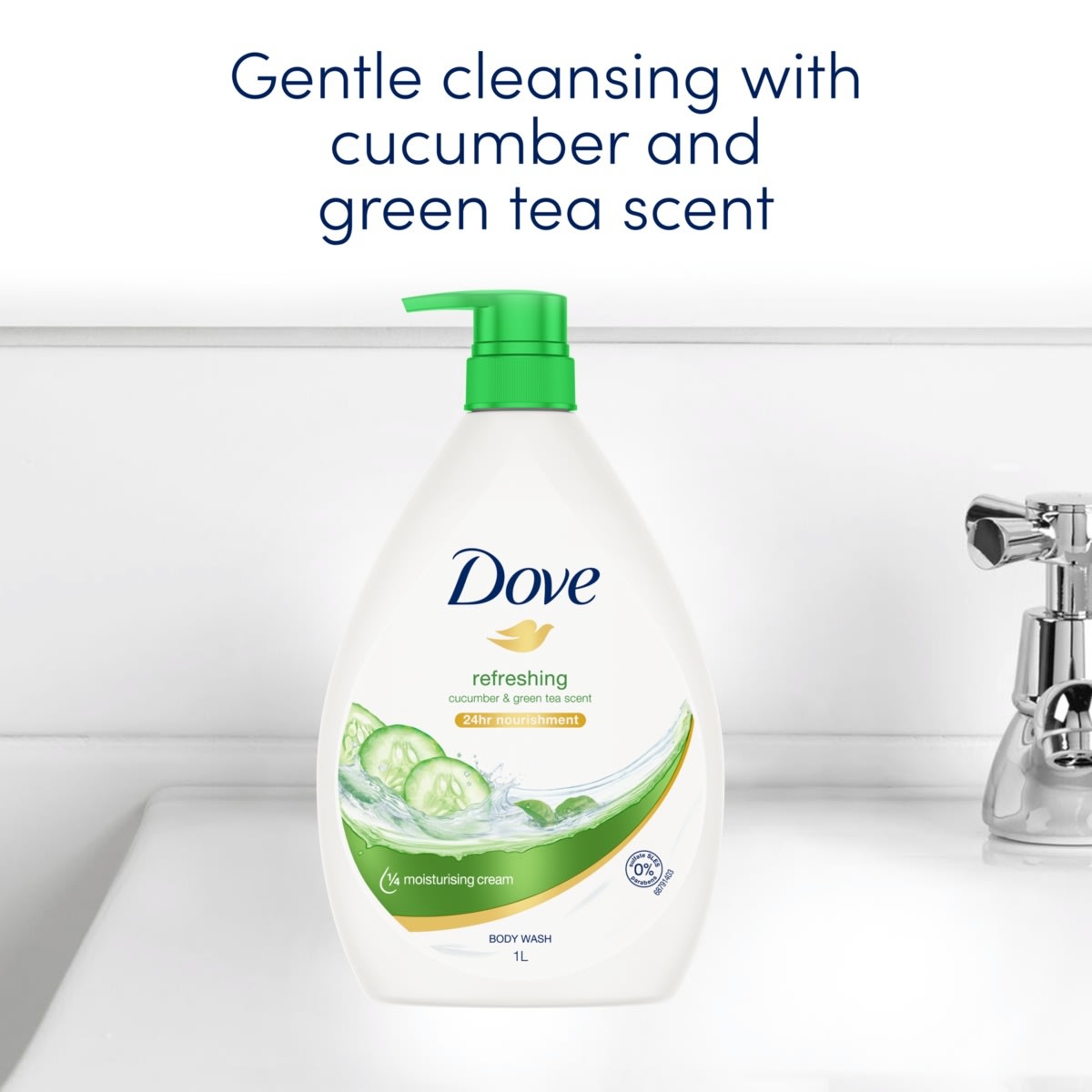 Dove Refreshing & Nourishing Body Wash 1L Cucumber & Green Tea Kmart