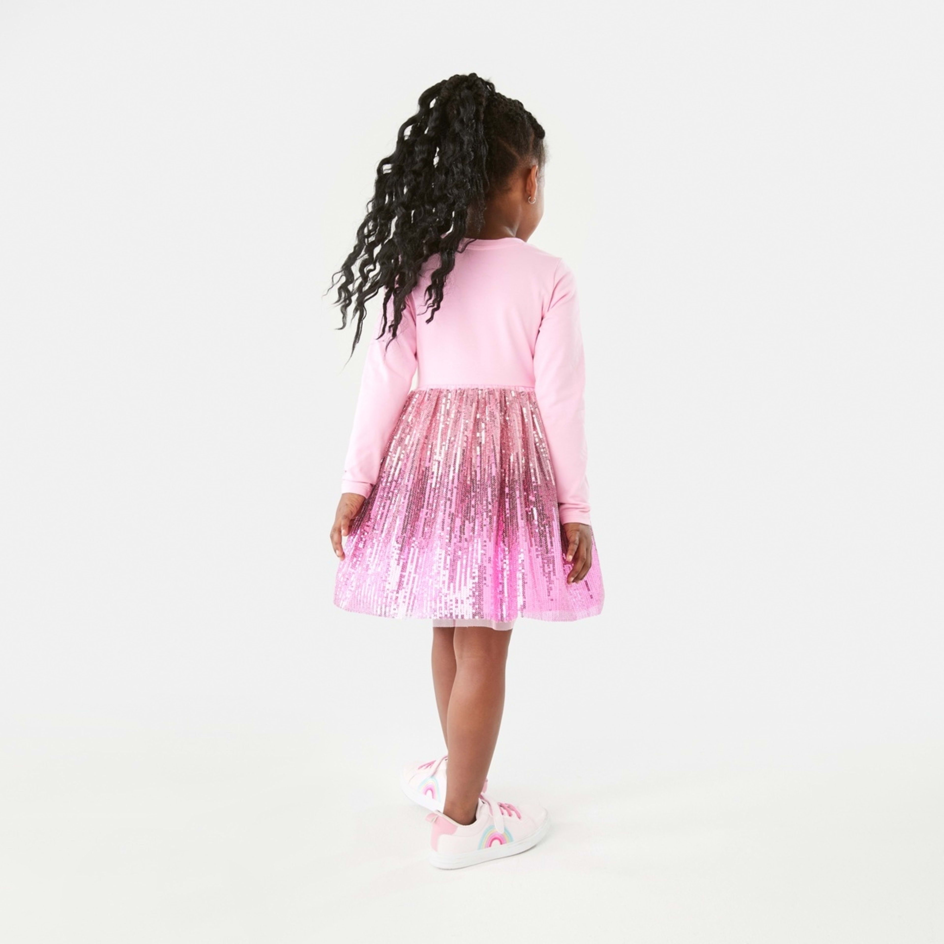 8 Long Sleeve Sequin Tutu Dress Sequin Prismatic Pink, 8 of 10