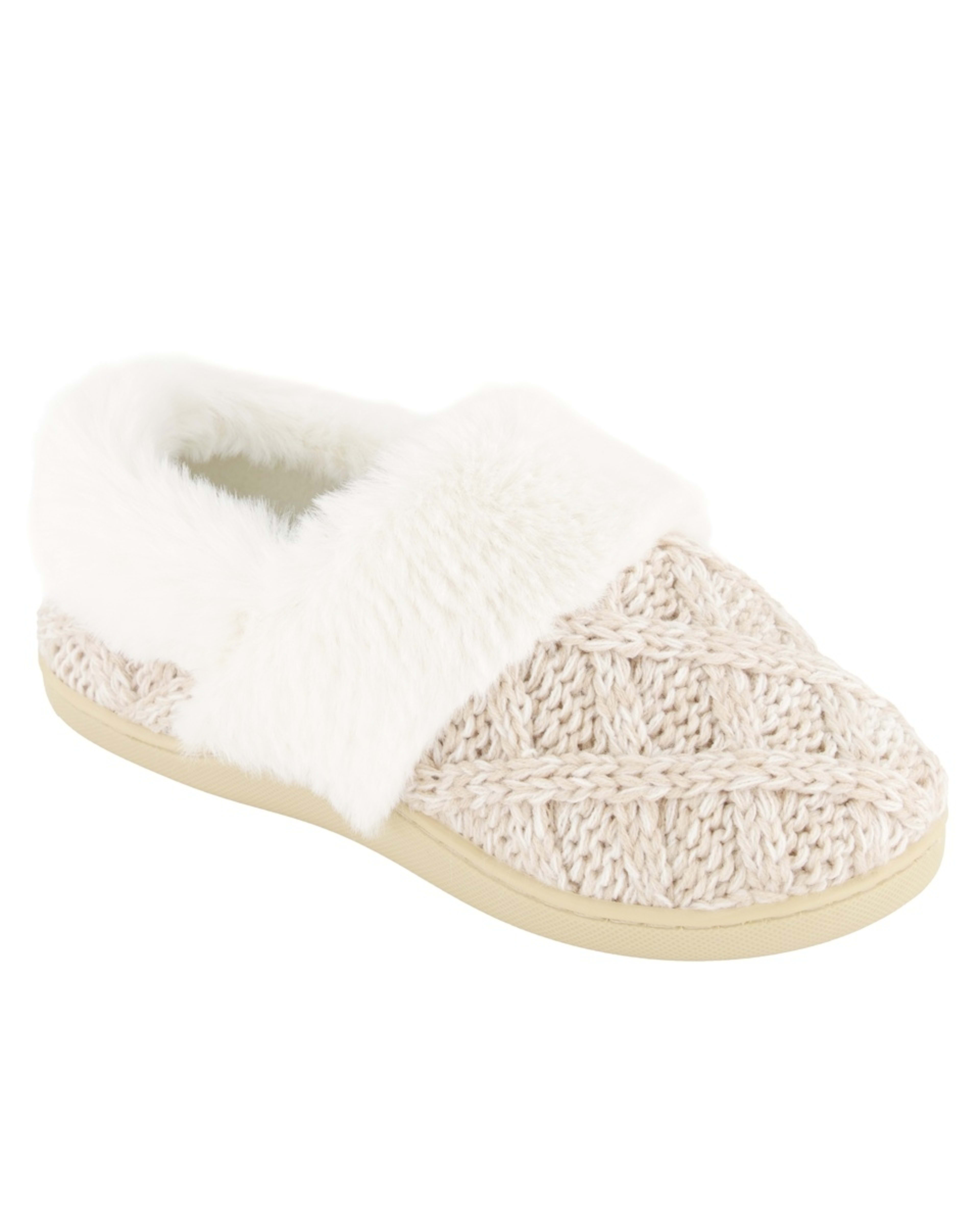 1 Elevated Midi Faux Fur Slippers Oatmeal