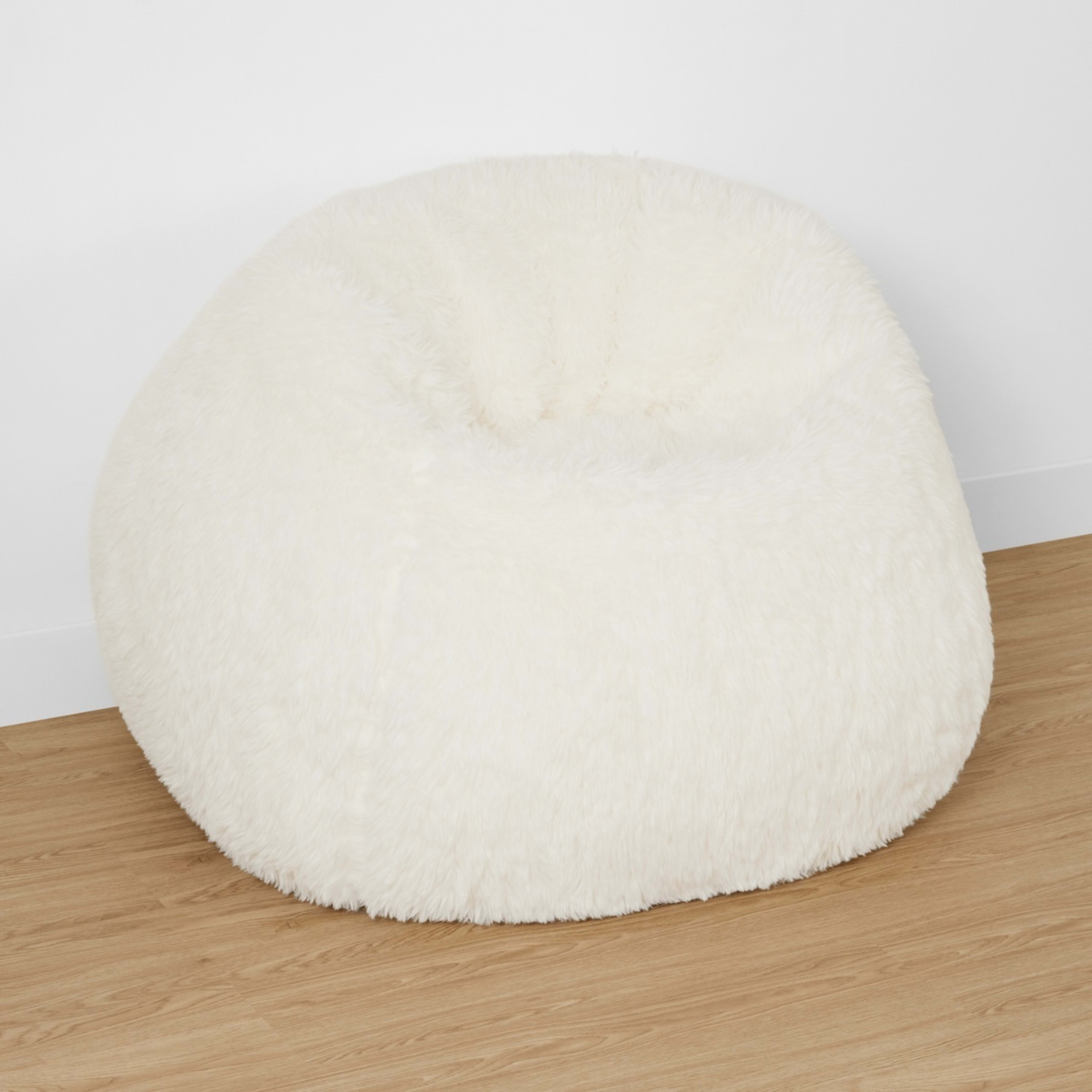 4 Fluffy Bean Bag - White, 4 of 8