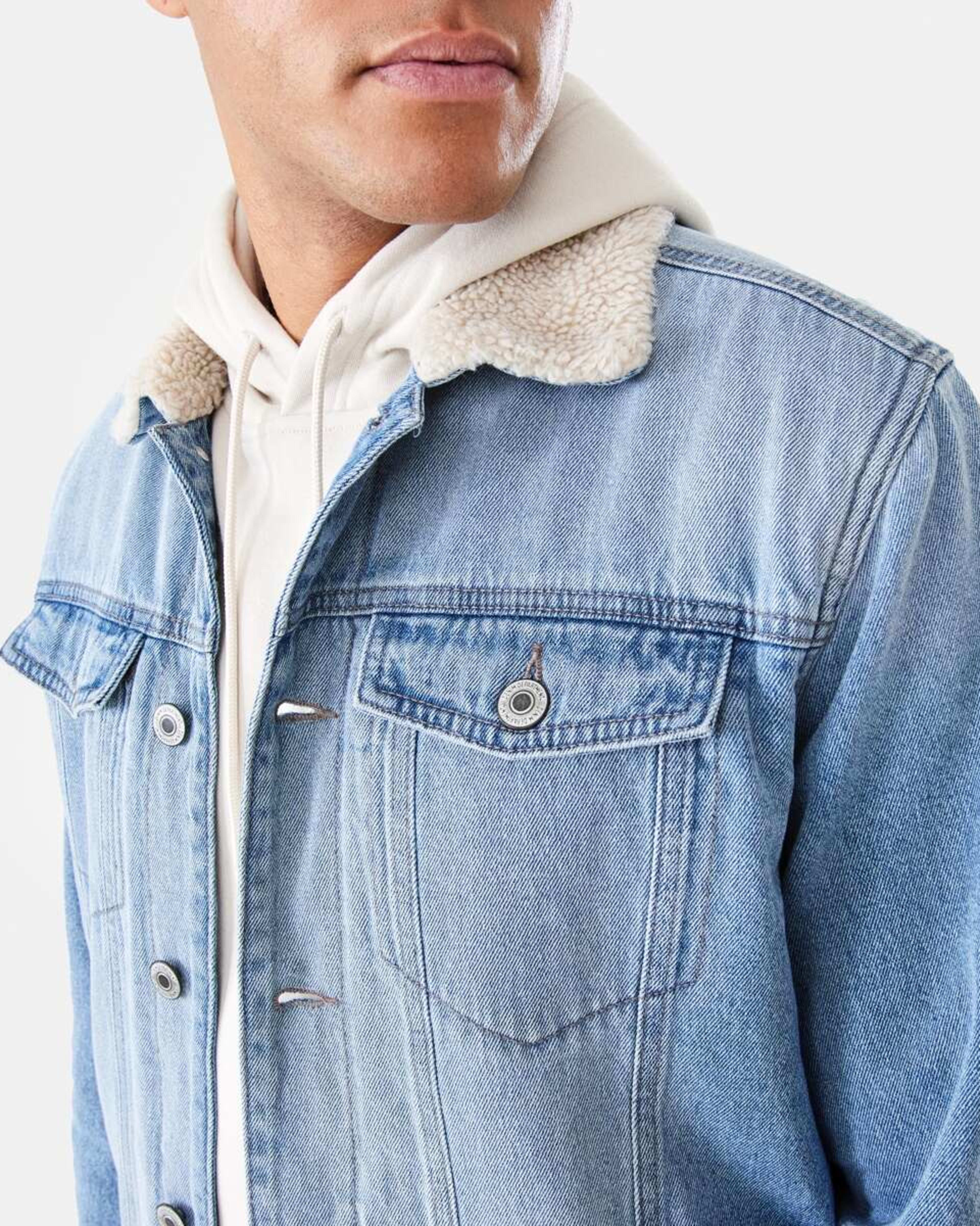 7 Denim Sherpa Jacket Light Wash, 7 of 8