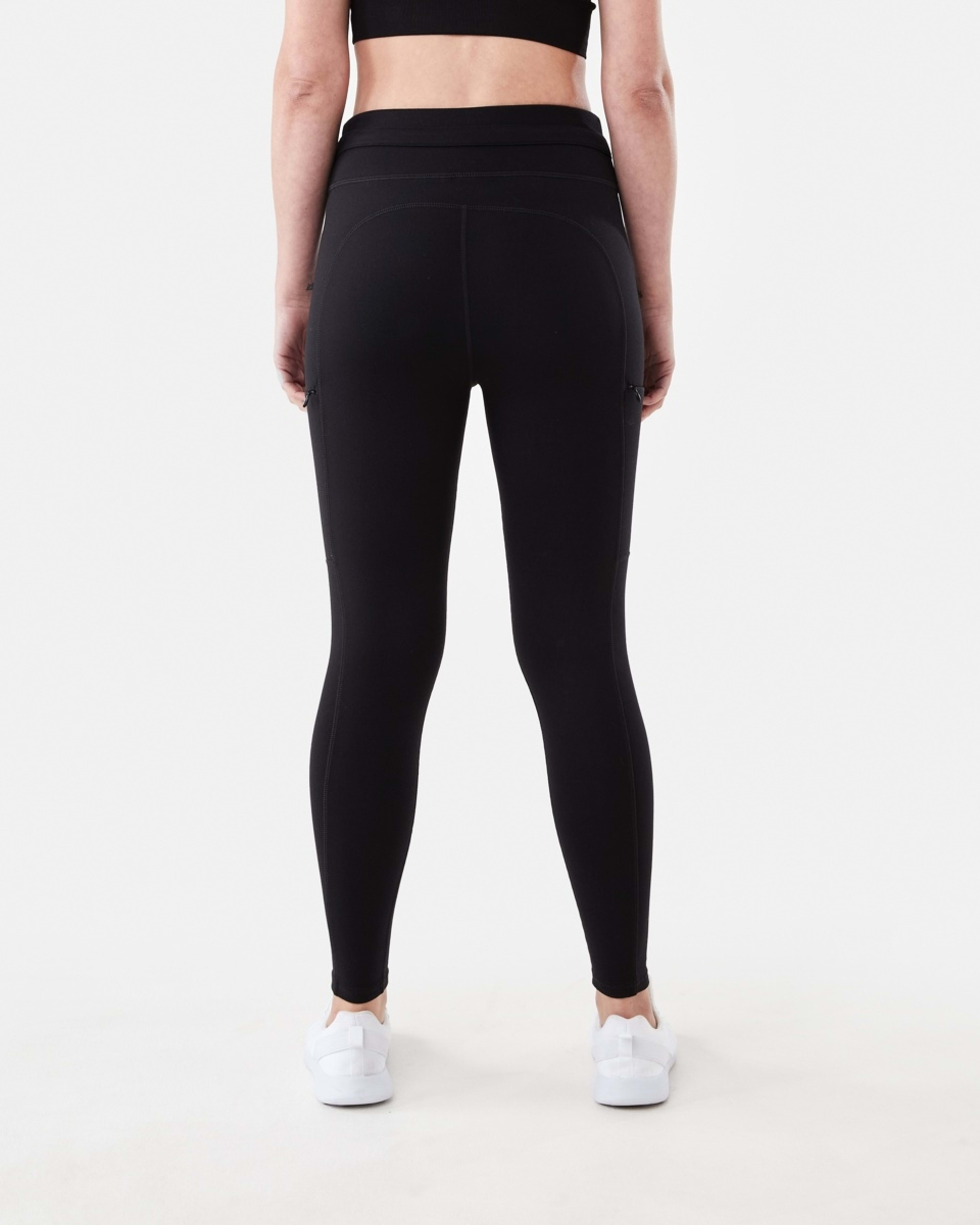 3 Active Womens Outdoor Fleece Zip Leggings BLACK, 3 of 6