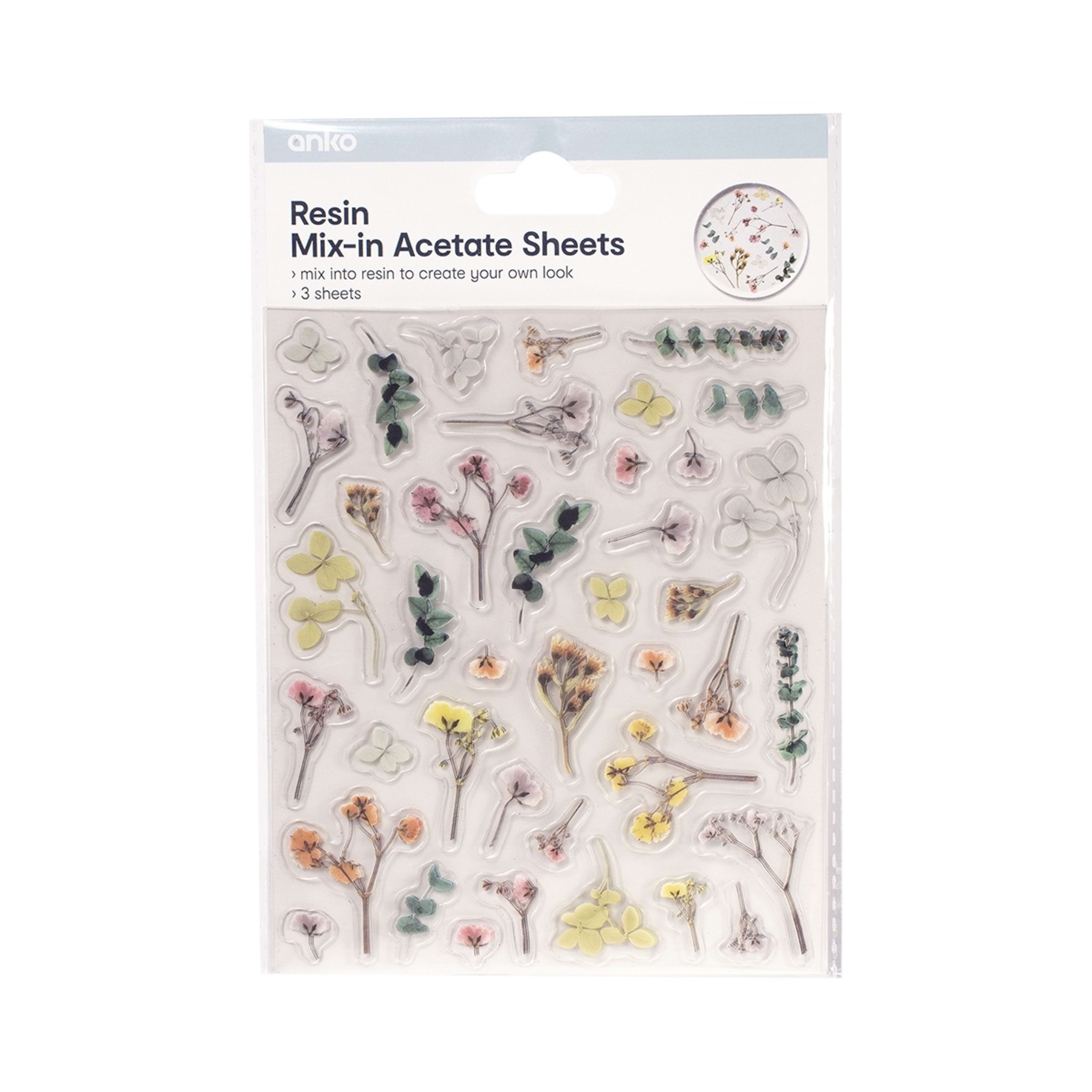 3 Pack Resin Mix-In Acetate Sheets - Dried Flowers