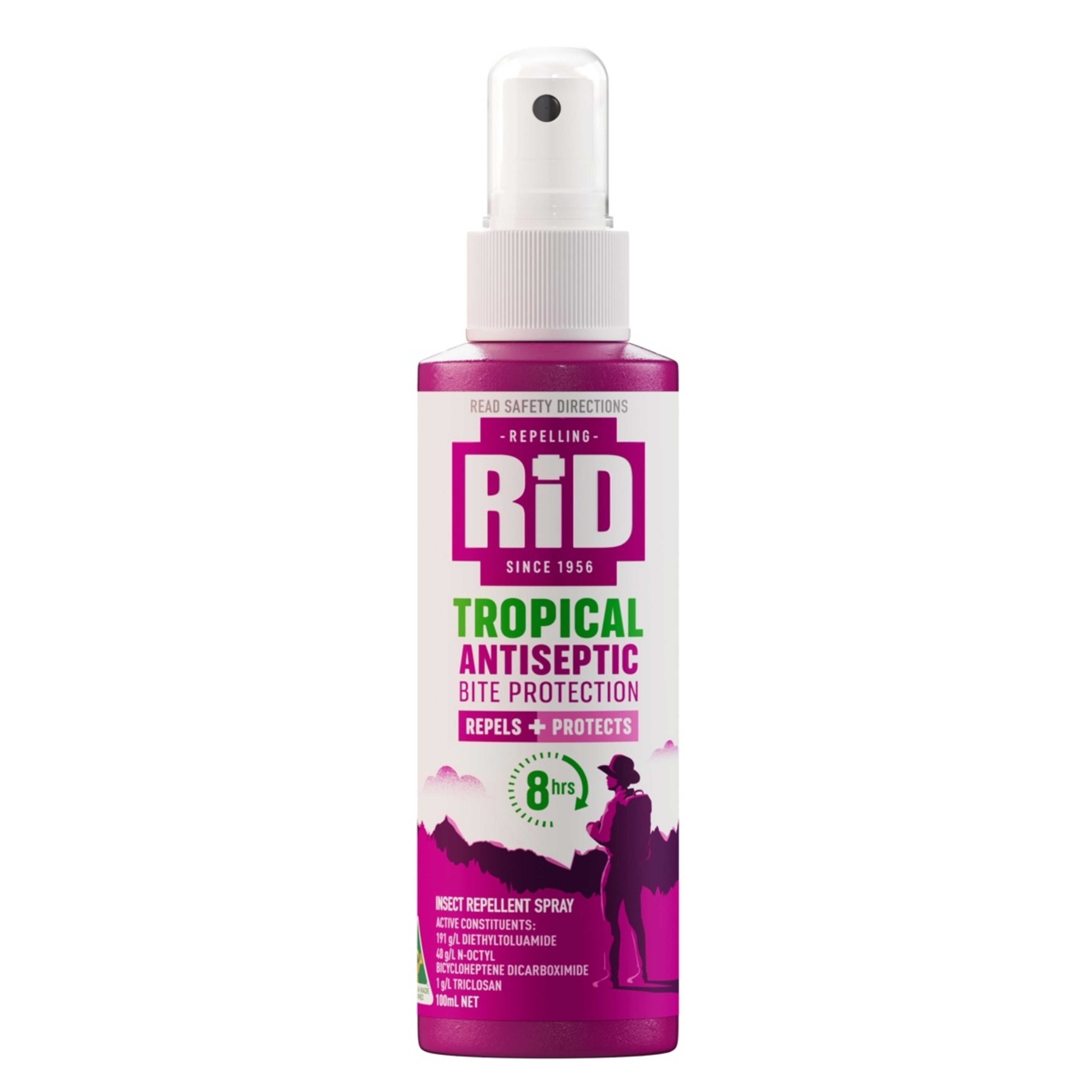 1 RID Tropical Antiseptic Bite Protection Insect Repellent Spray 100ml
