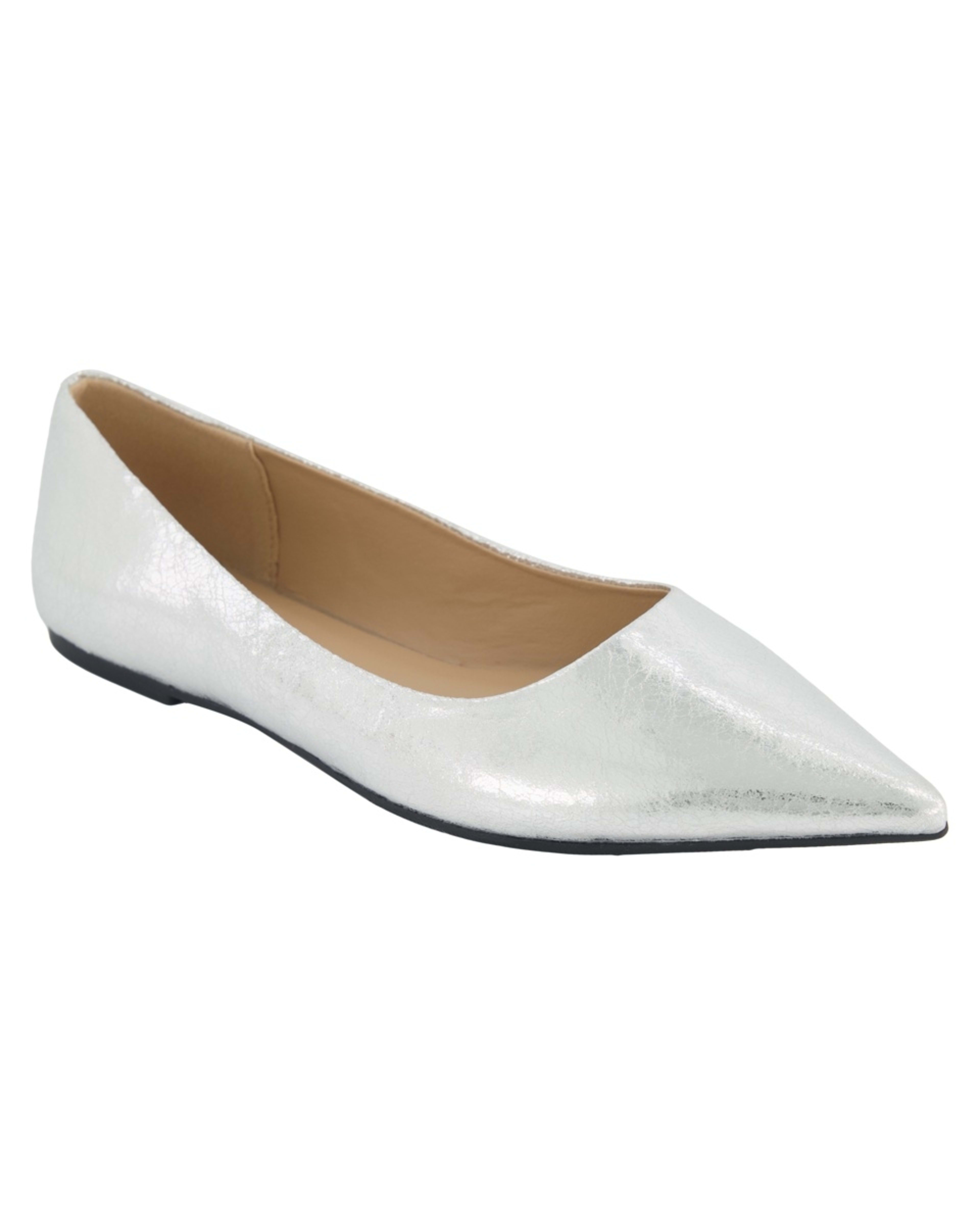 1 Pointed Toe Flats Silver