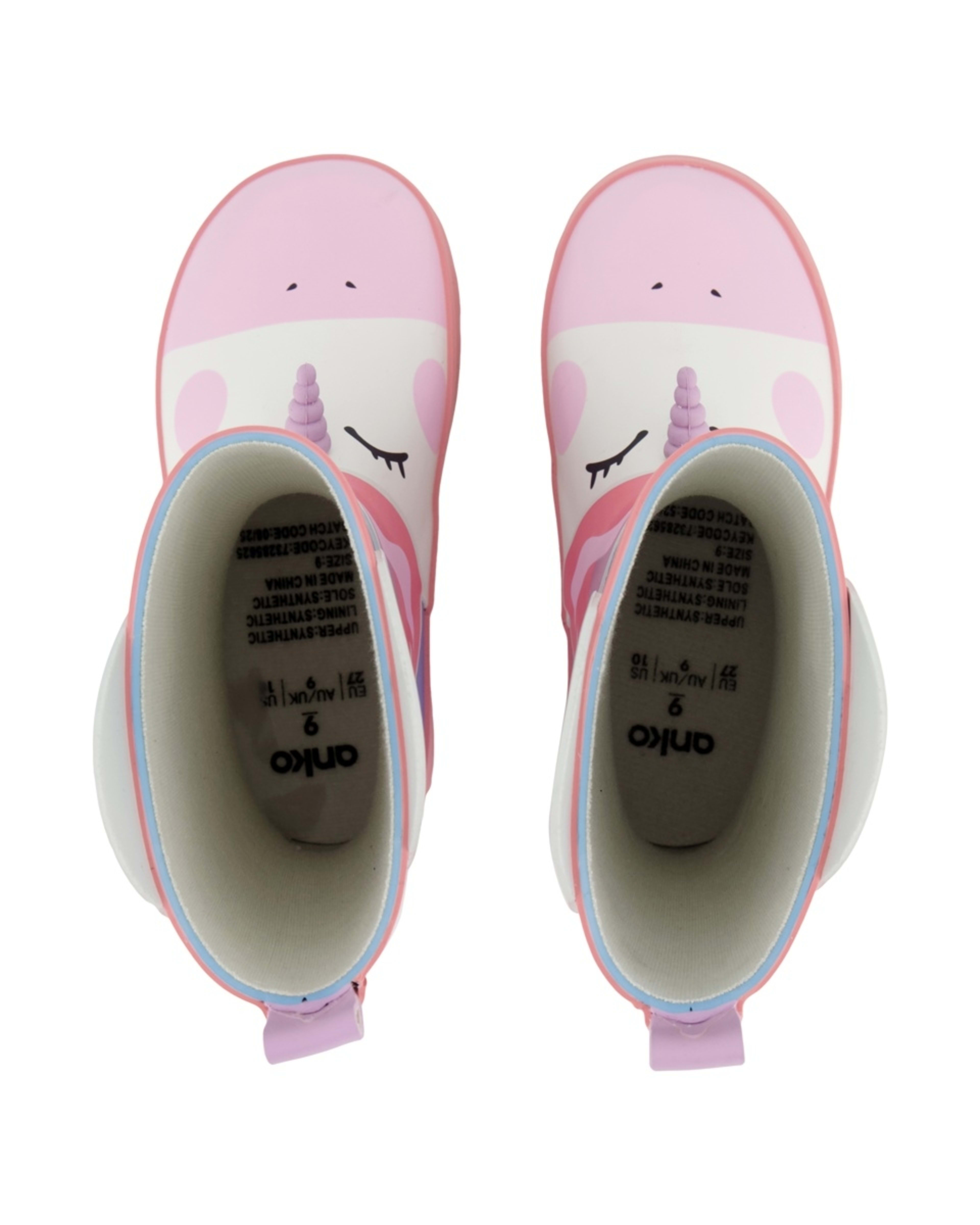 3 Junior Novelty Rainboots Unicorn Flower Field Pink Ombre, 3 of 4