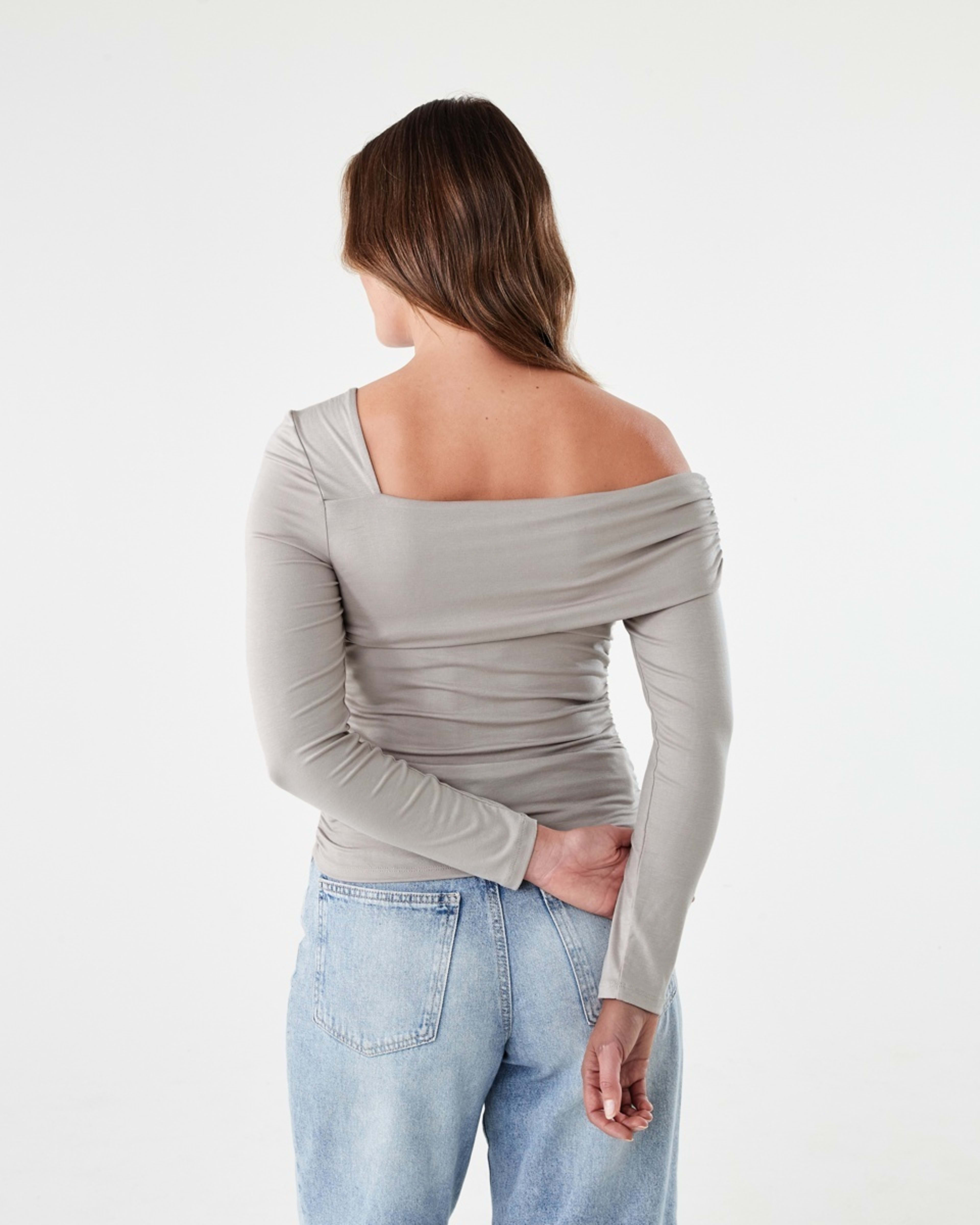 4 Long Sleeve Ruched Top FADED TAUPE, 4 of 7
