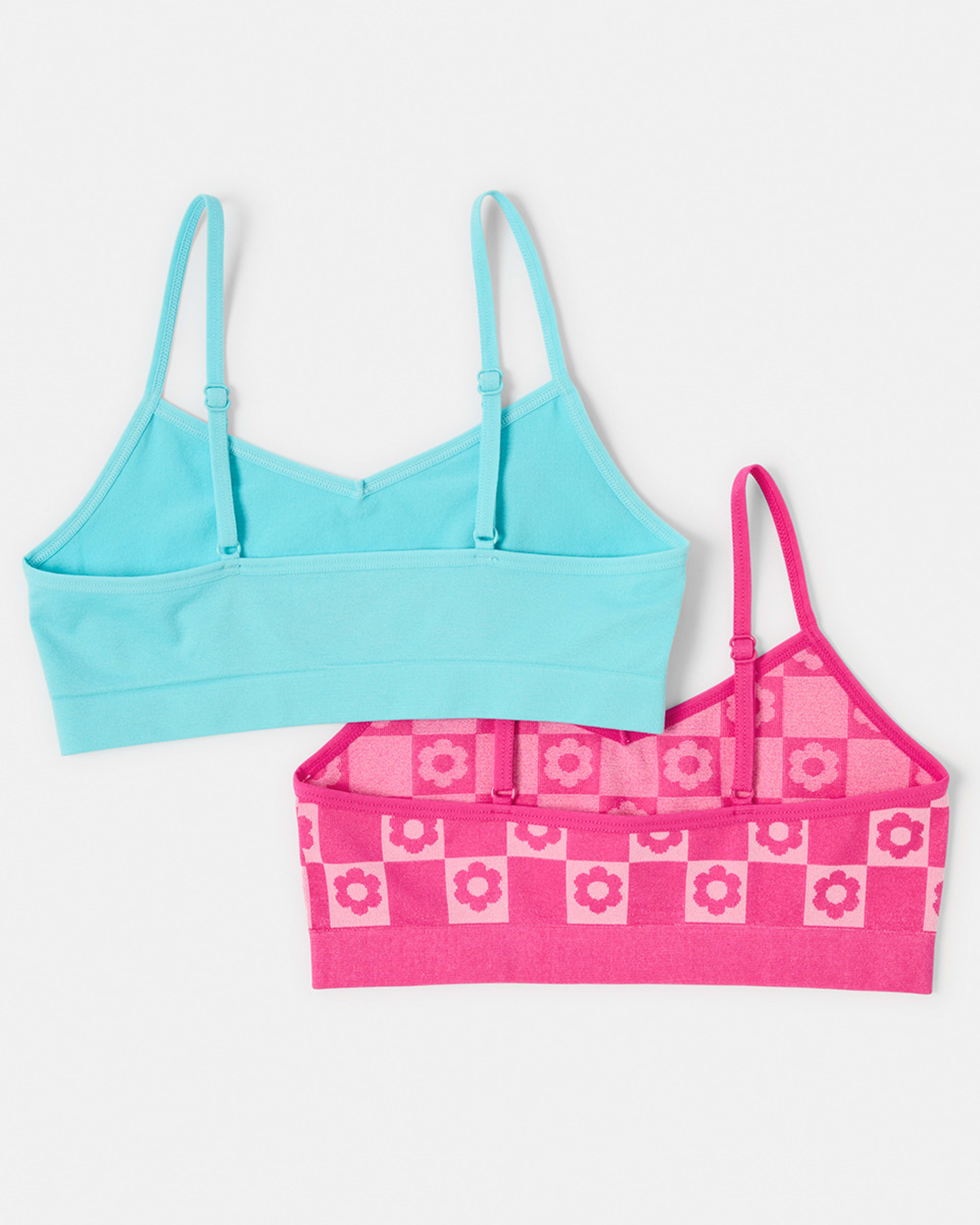2 2 Pack Jacquard Seamfree Crop Top Daisycheck, 2 of 3