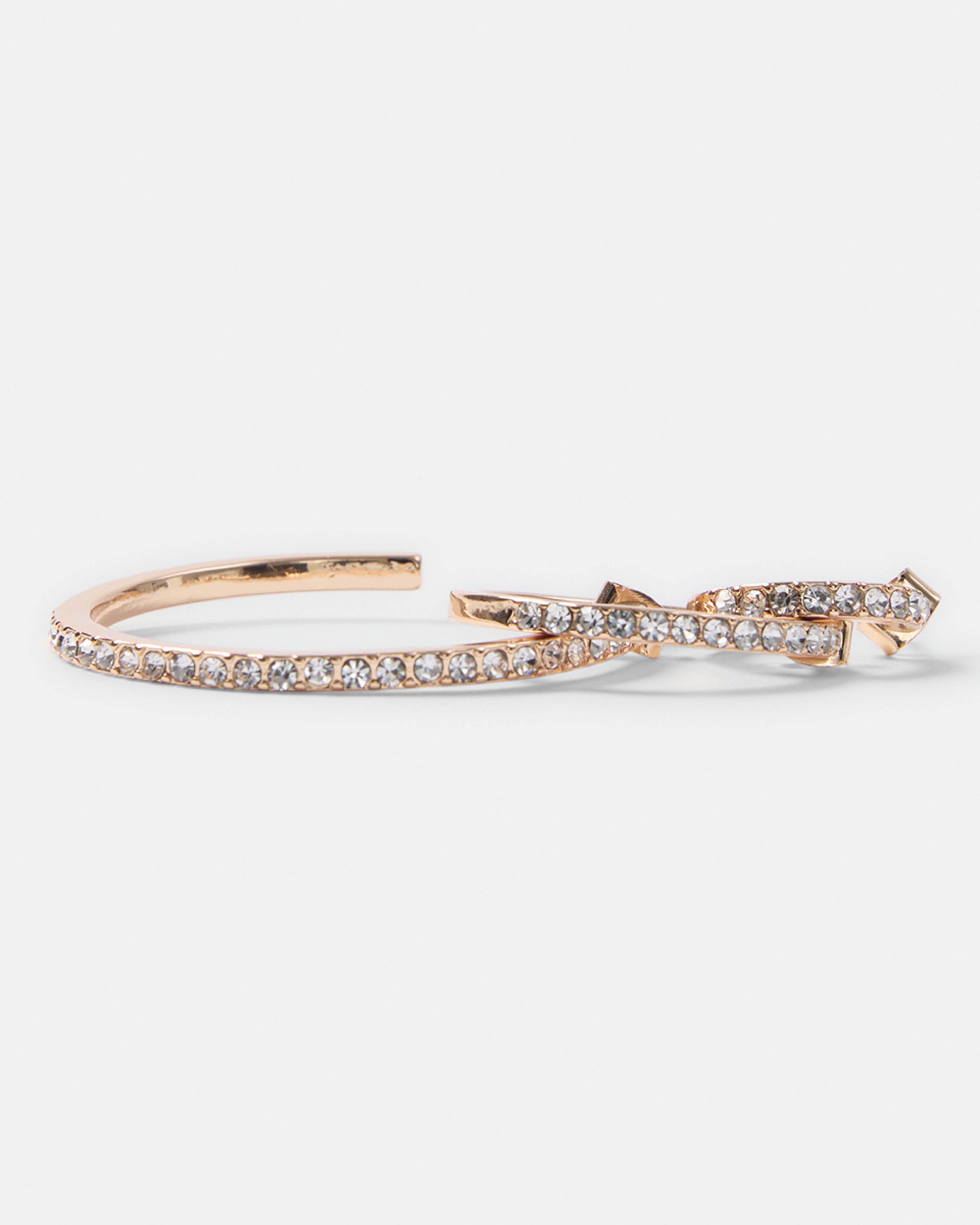 4 3 Pack Diamante Hoop Earrings - Silver Tone Gold, 4 of 5