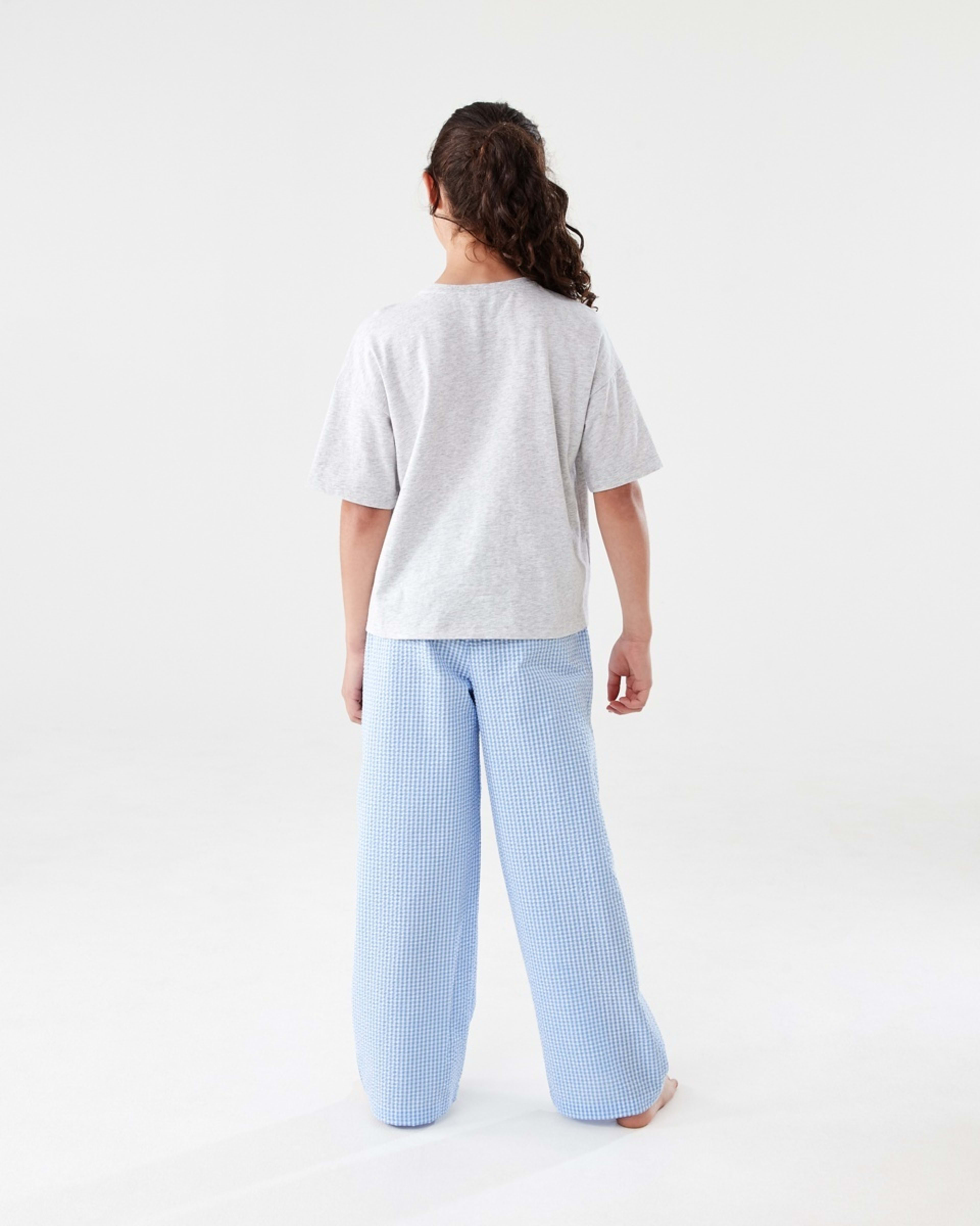 2 T-shirt and Woven Pants Pyjama Set Bl Gingham, 2 of 7