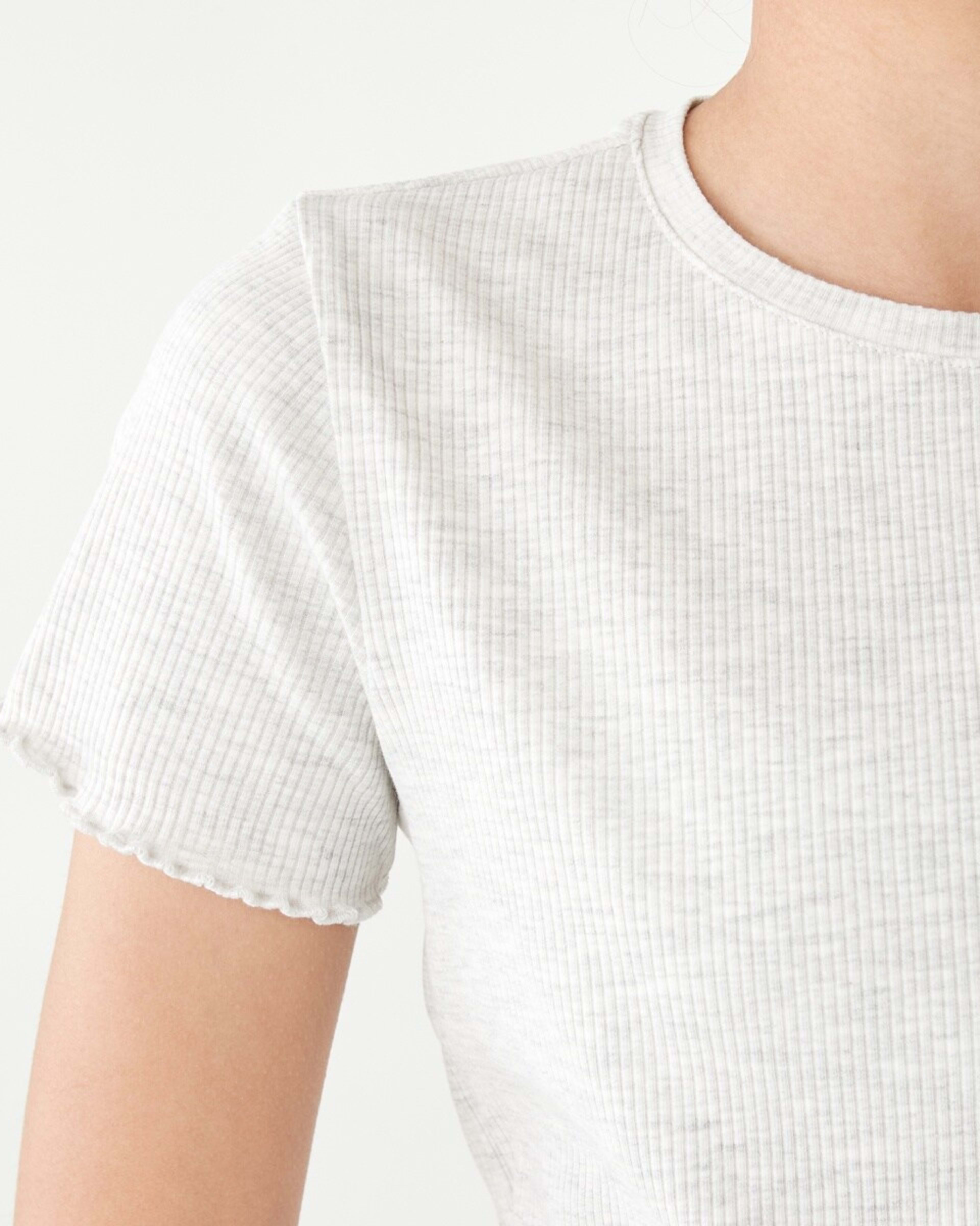 4 Short Sleeve Rib Top Wht Marle, 4 of 9