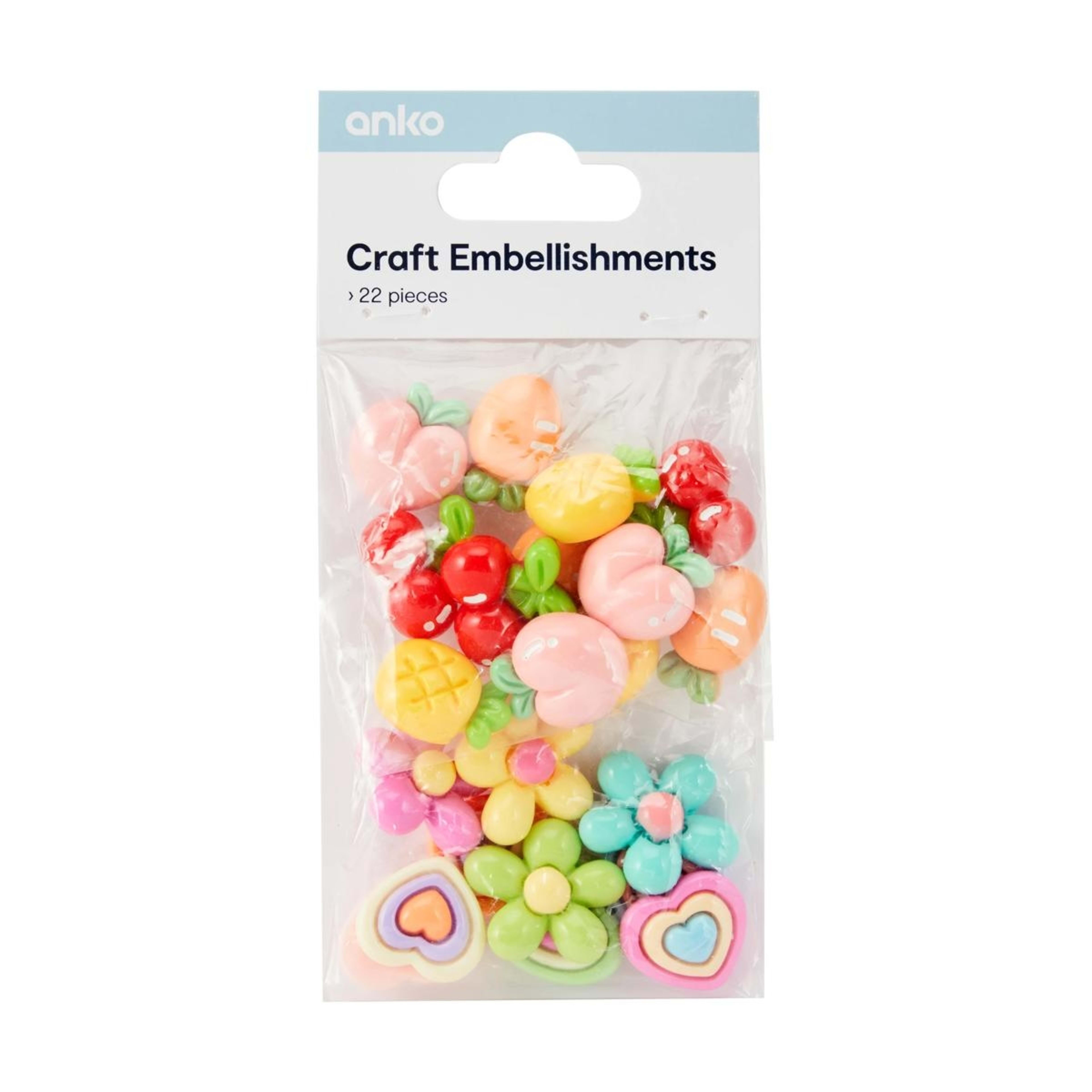 1 22 Piece Craft Embellishments - Fruit and Flower