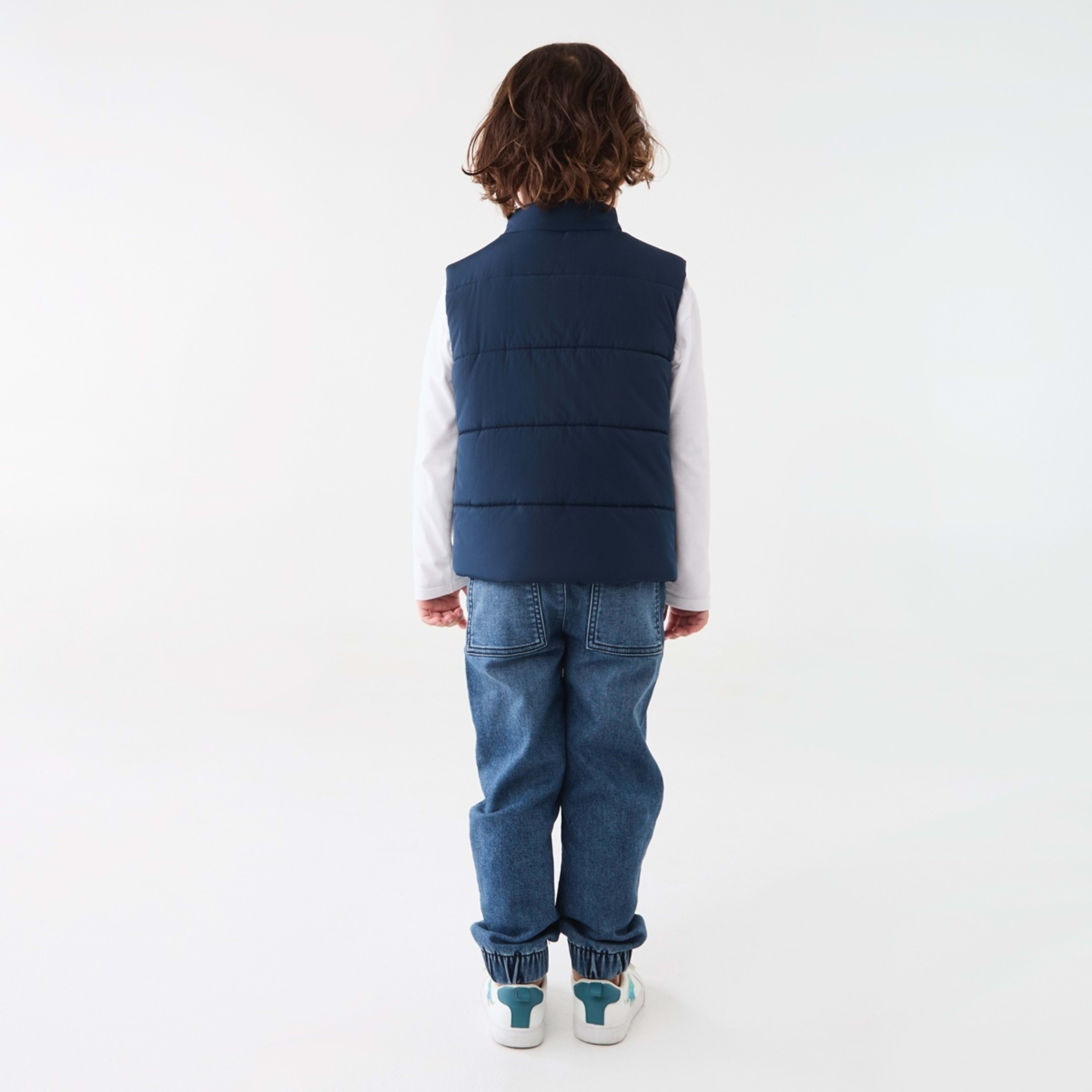 7 Basic Puffer Vest Dress Blue, 7 of 9