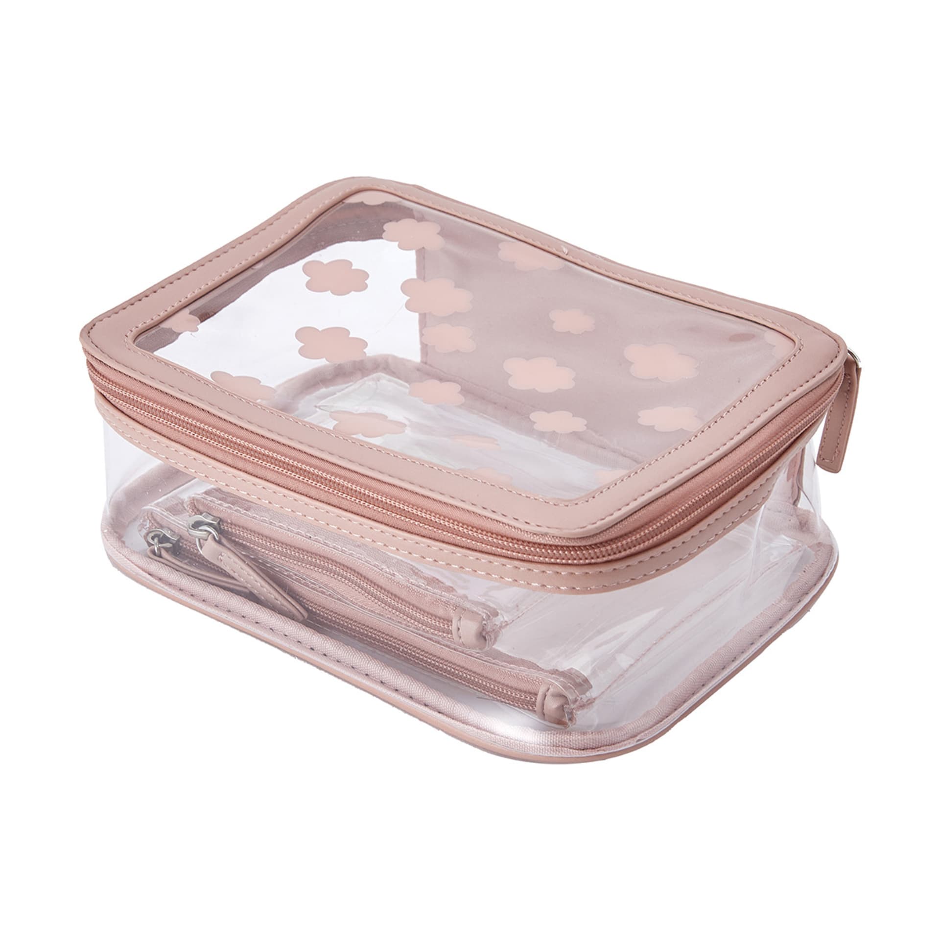 Cosmetic Bag Set Clear Pink Kmart