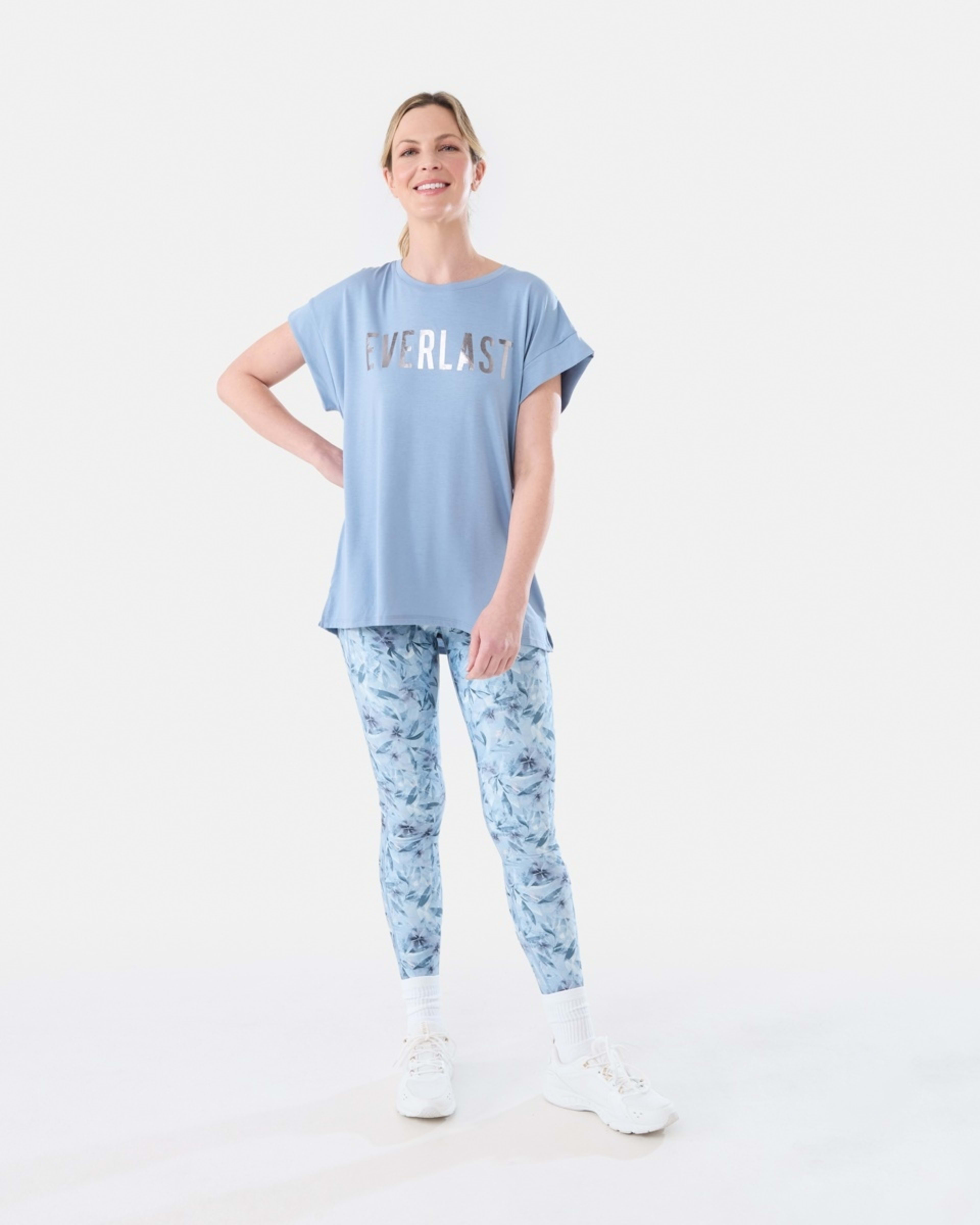 6 Everlast Womens Relaxed Longline T-shirt EVERLAST OASIS BLUE, 6 of 6
